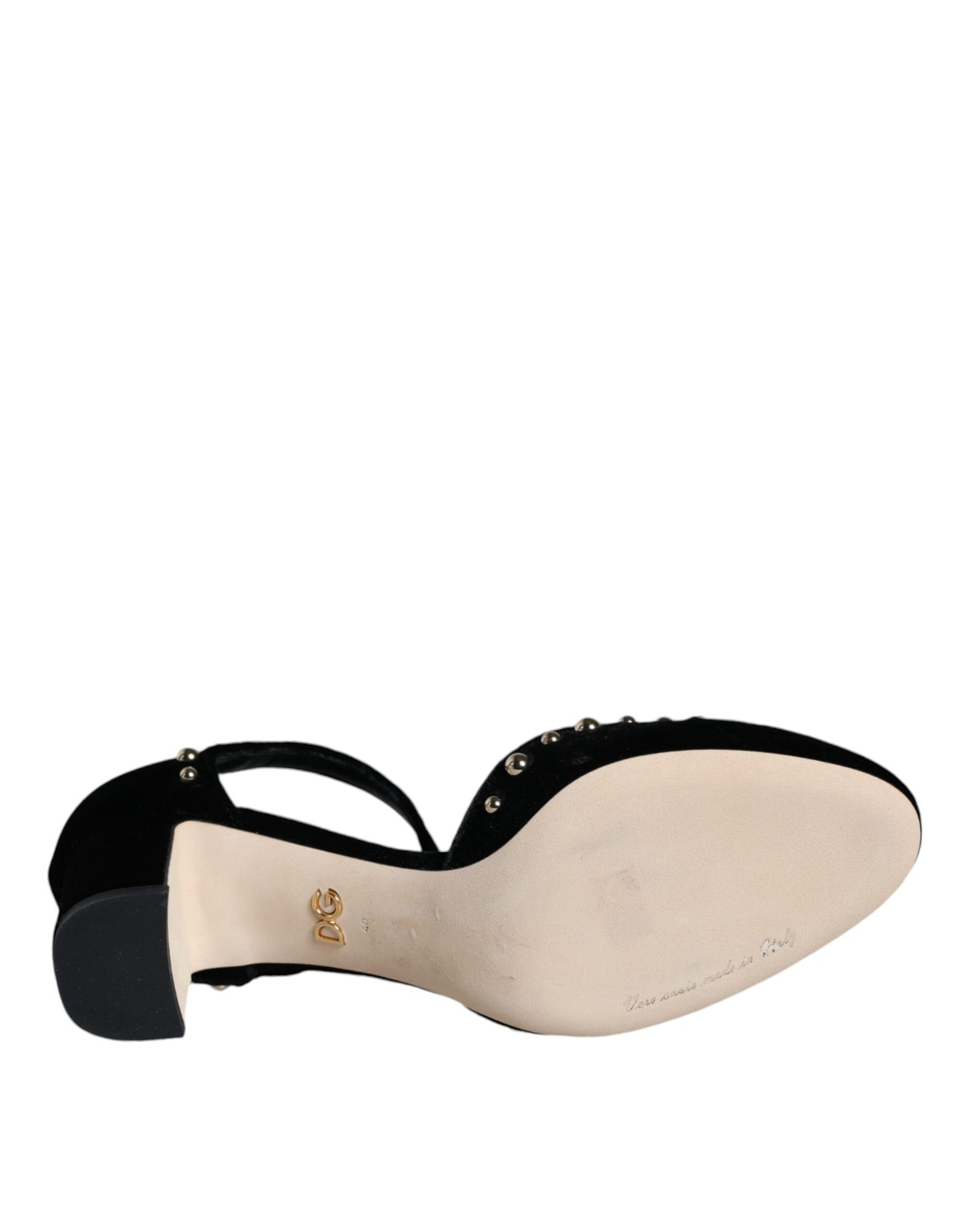 Escarpins Dolce & Gabbana en velours noir avec bride cheville et roses