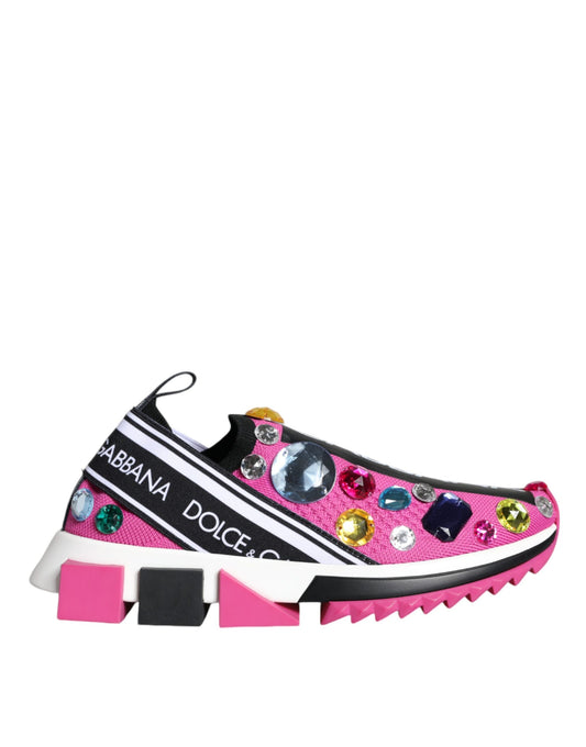 Dolce & Gabbana Pink Sorrento Kristalle Low Top Sneakers Schuhe