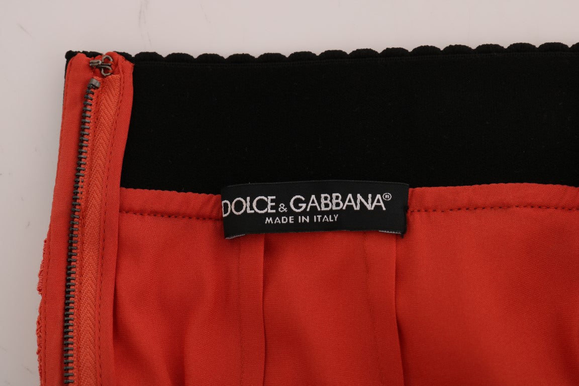 Dolce & Gabbana Jupe crayon en dentelle macramé orange
