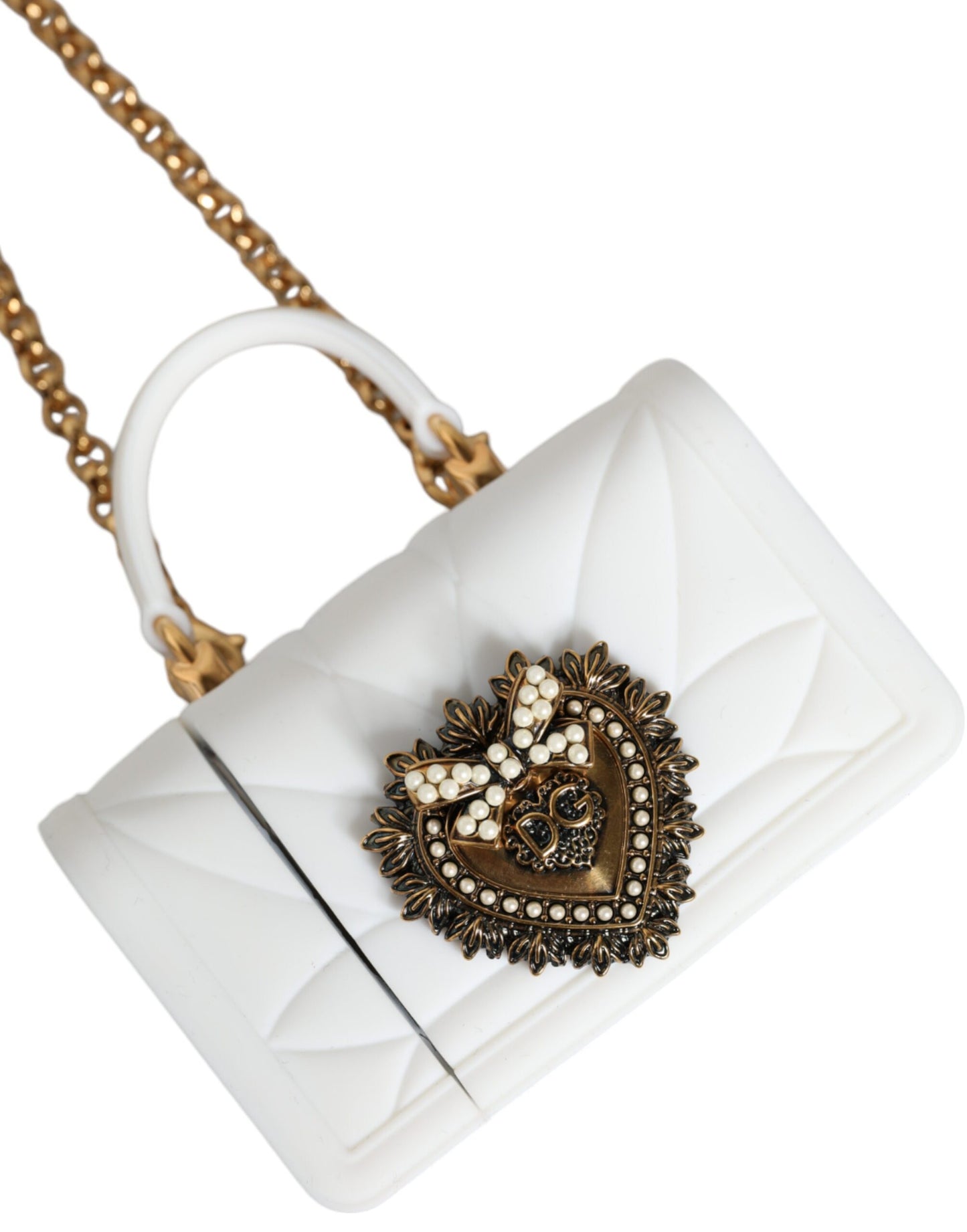 Dolce & Gabbana – Weiße Silikonhülle „Devotion Heart“ mit Handtasche und Airpod-Hülle