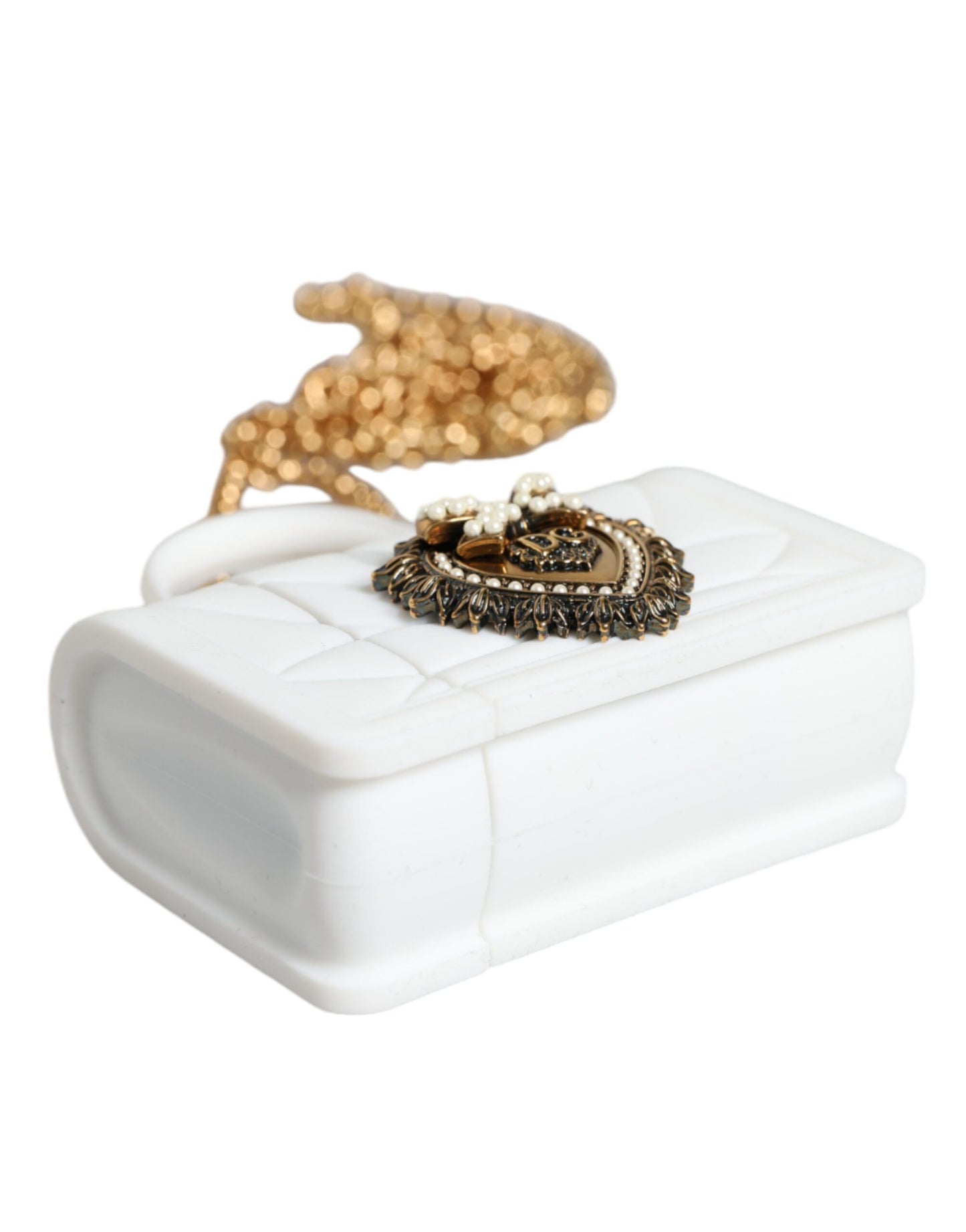 Dolce & Gabbana – Weiße Silikonhülle „Devotion Heart“ mit Handtasche und Airpod-Hülle