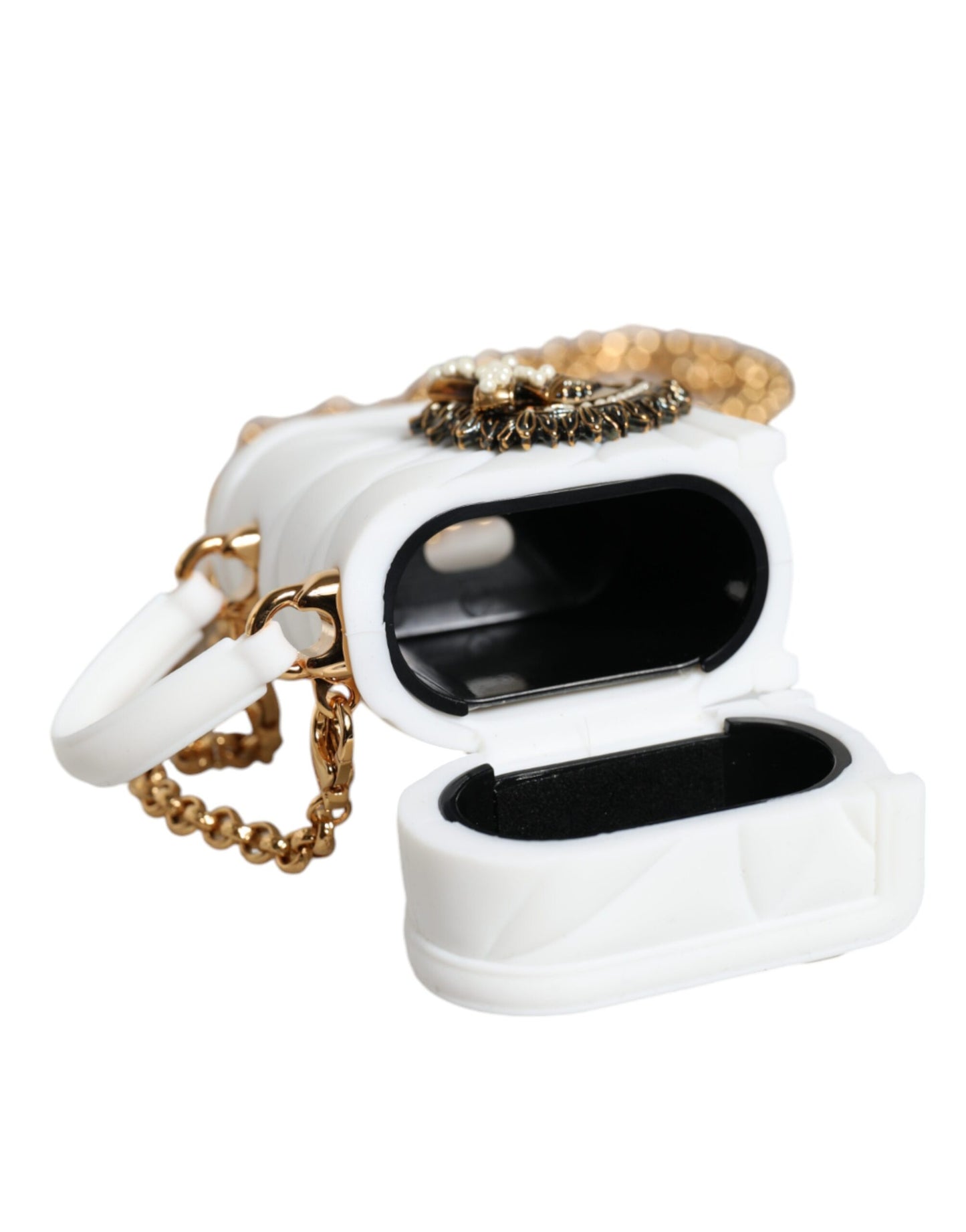 Dolce & Gabbana – Weiße Silikonhülle „Devotion Heart“ mit Handtasche und Airpod-Hülle