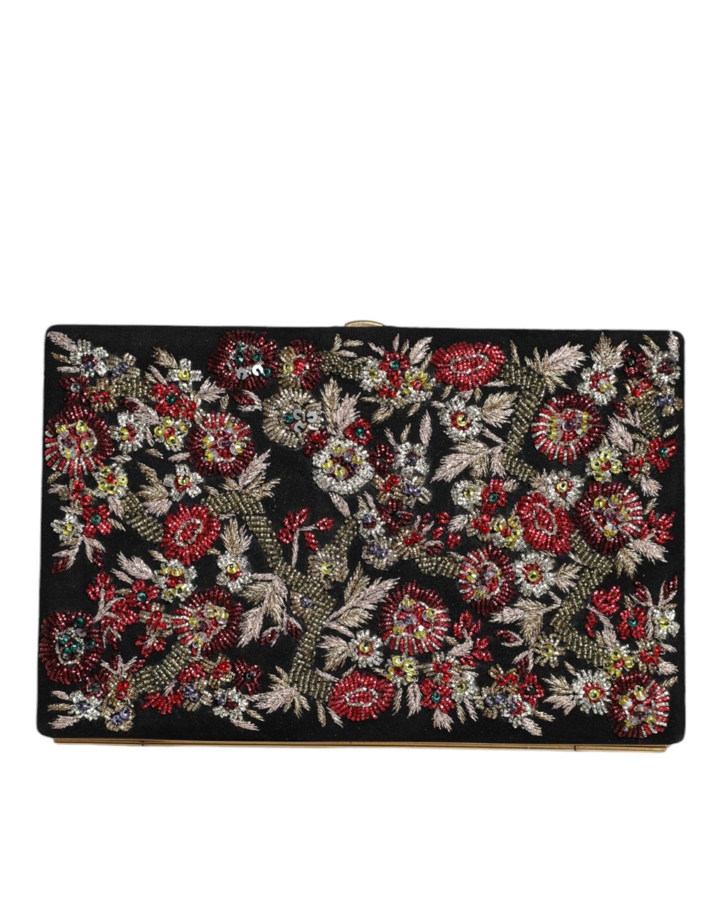 Sac à main de soirée Dolce & Gabbana à motif floral multicolore et cadre doré