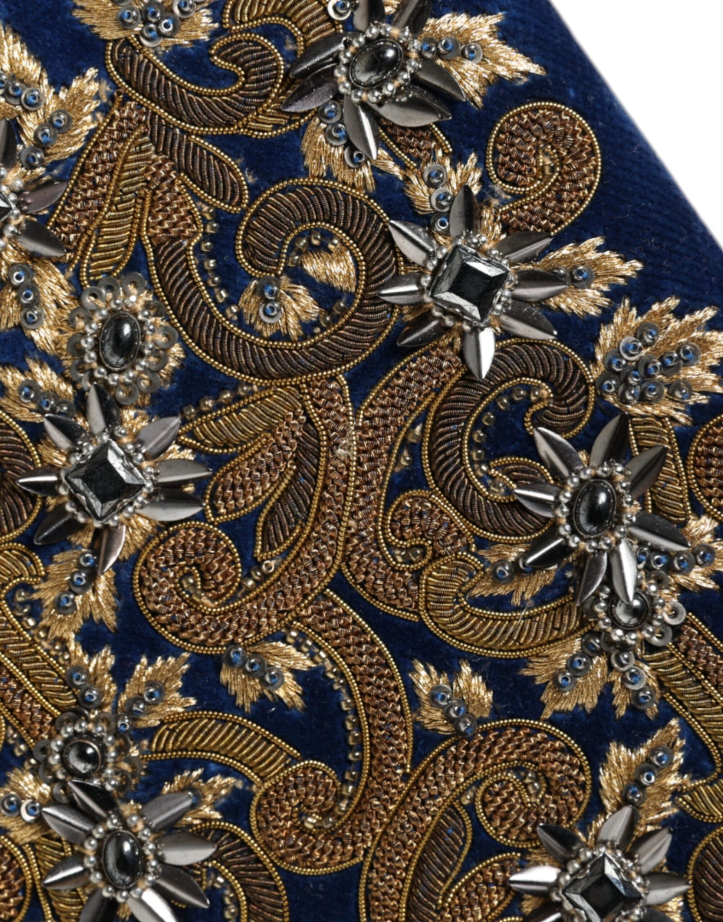Sac à main de soirée Dolce & Gabbana en velours bleu avec cadre doré