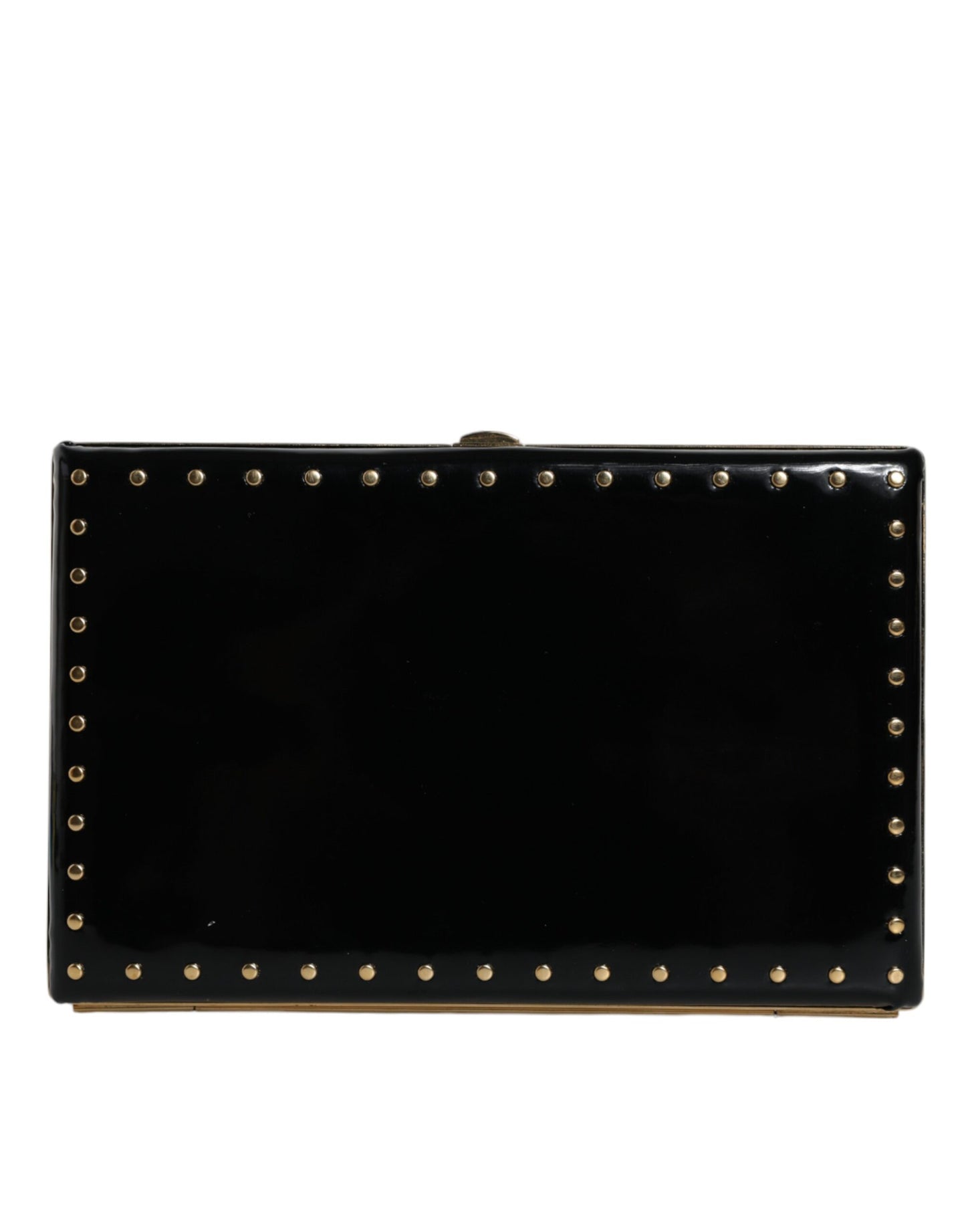 Sac à main de soirée Dolce & Gabbana en cuir noir avec clous et cadre doré