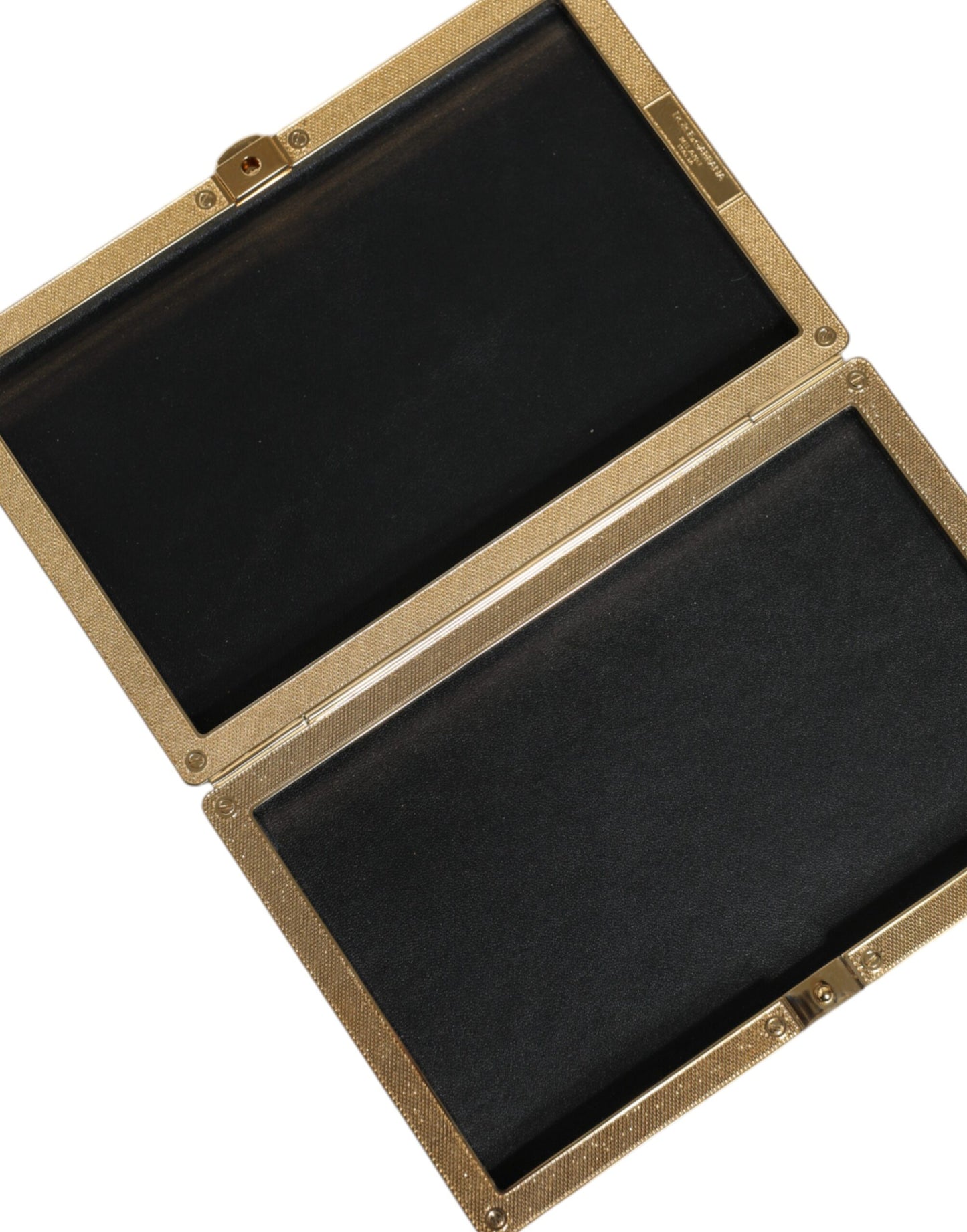 Sac à main de soirée Dolce & Gabbana en cuir noir avec clous et cadre doré