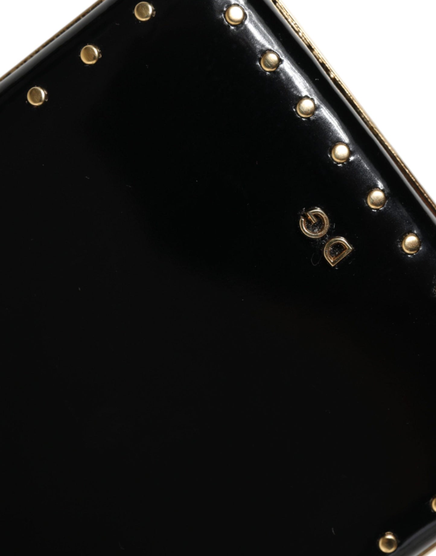 Sac à main de soirée Dolce & Gabbana en cuir noir avec clous et cadre doré