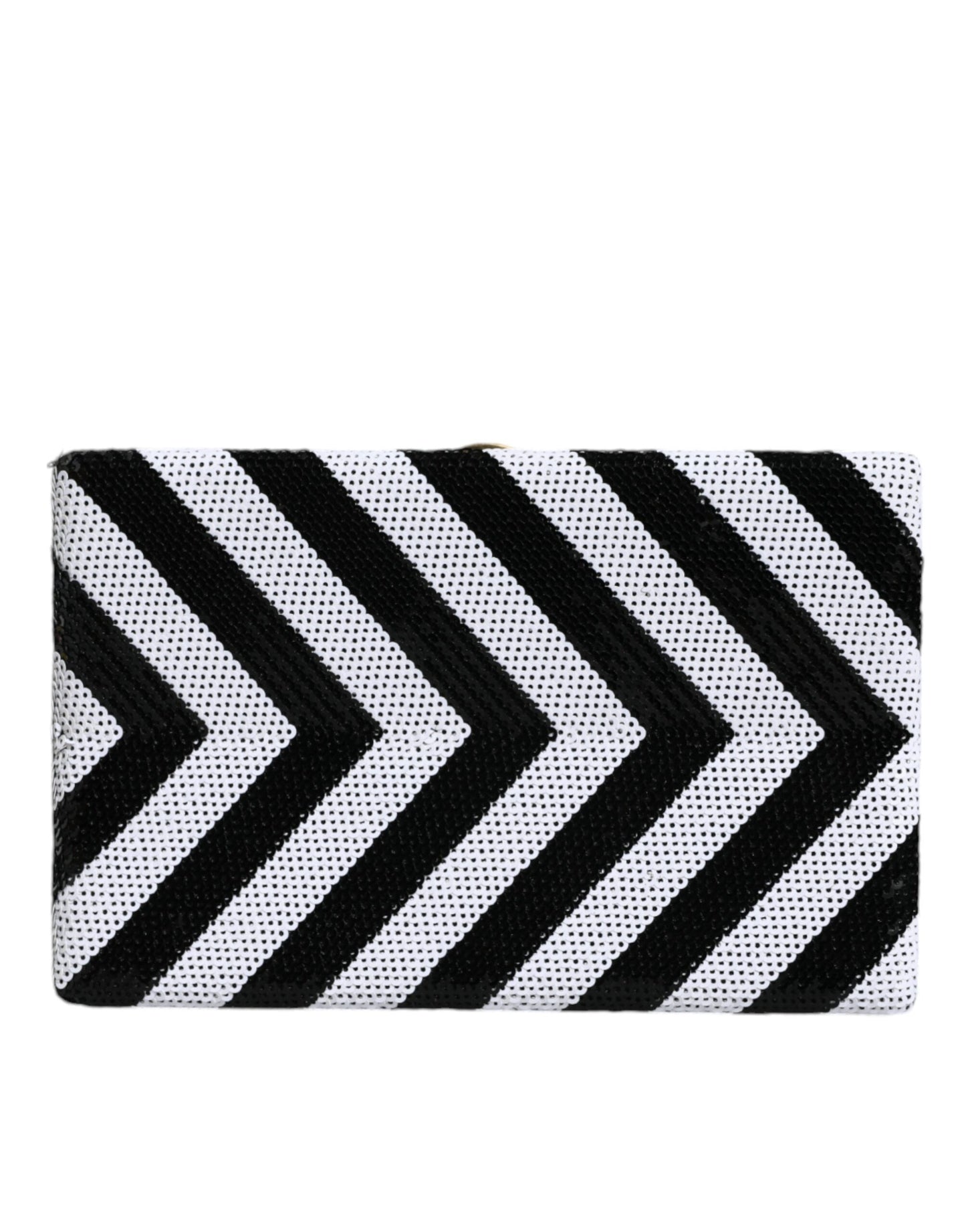 Sac à main de soirée Dolce & Gabbana à cadre noir, blanc et doré