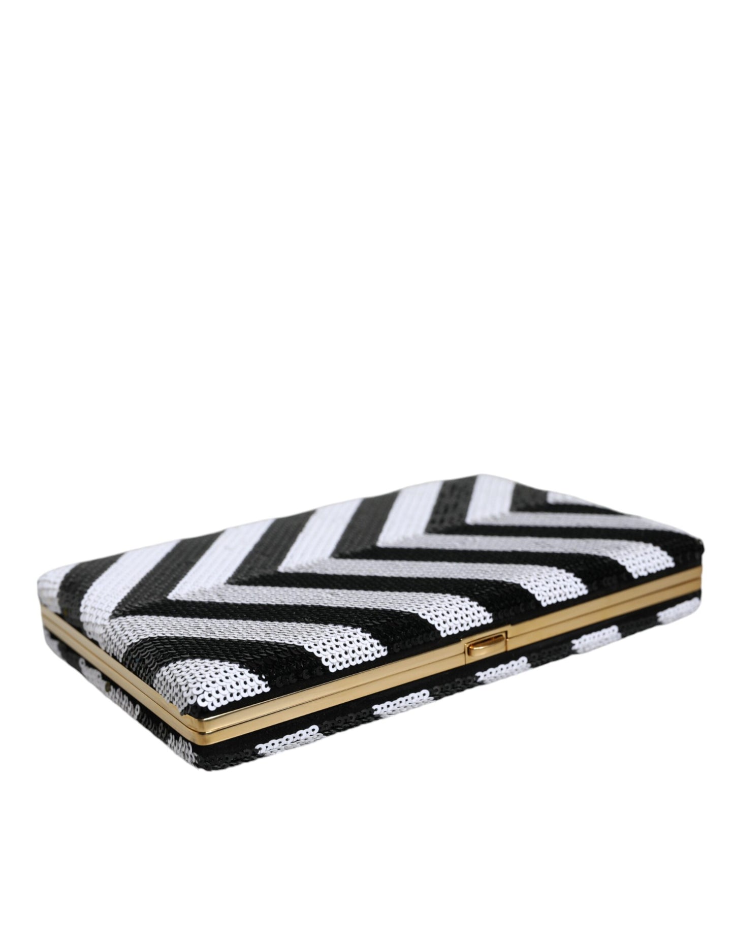 Sac à main de soirée Dolce & Gabbana à cadre noir, blanc et doré