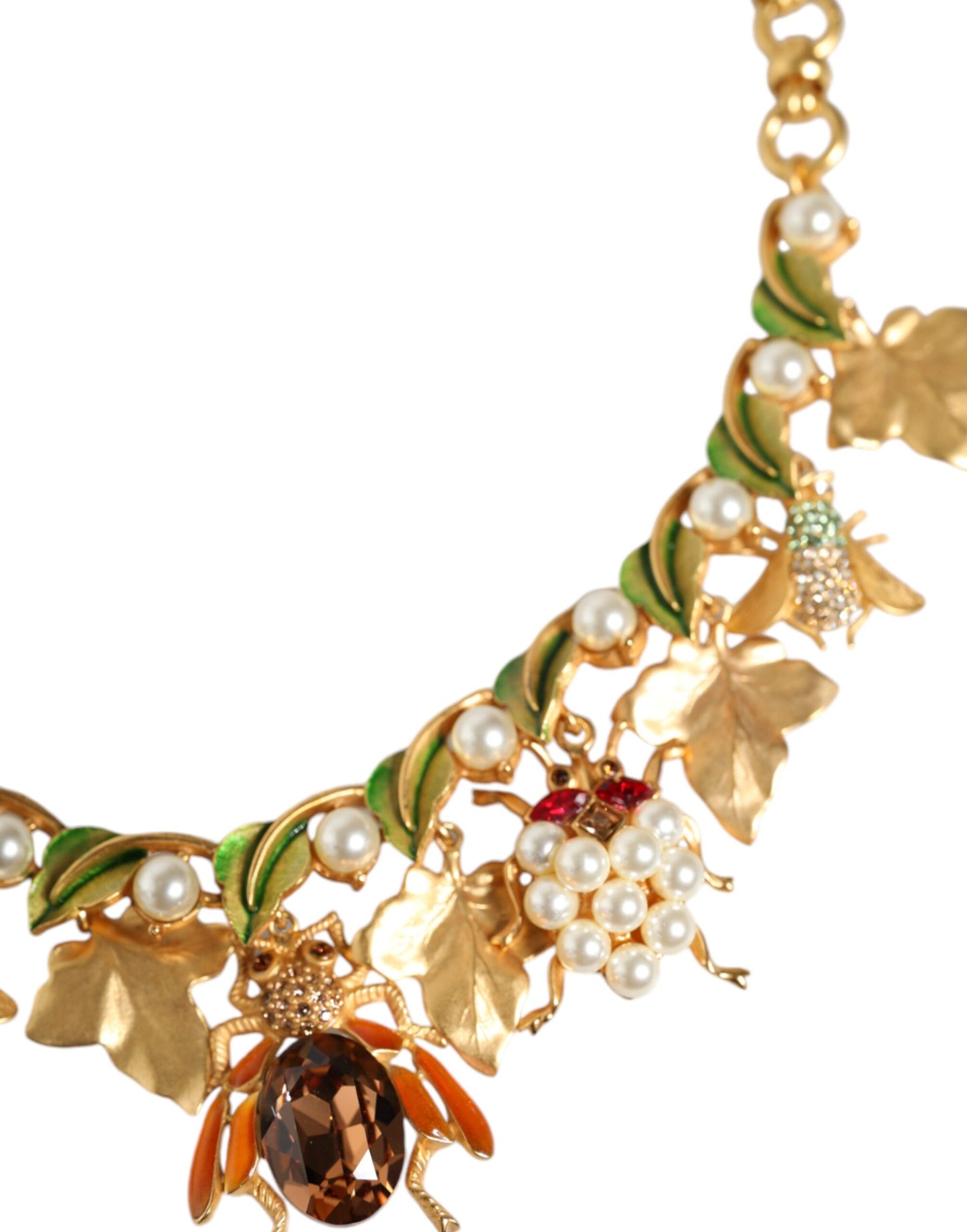 Collier Dolce & Gabbana avec pendentif en forme d'insecte en cristal et laiton doré