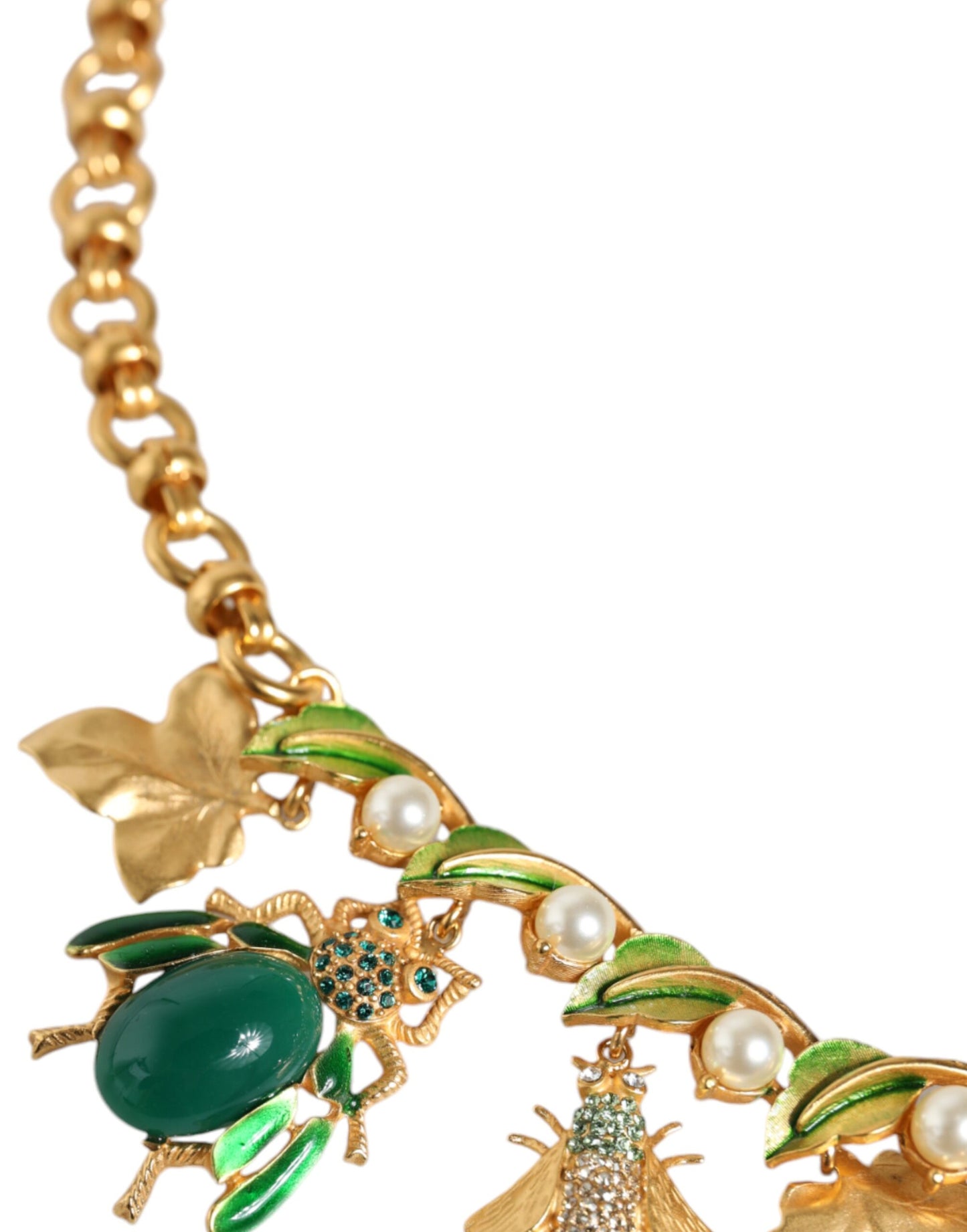 Collier Dolce & Gabbana avec pendentif en forme d'insecte en cristal et laiton doré