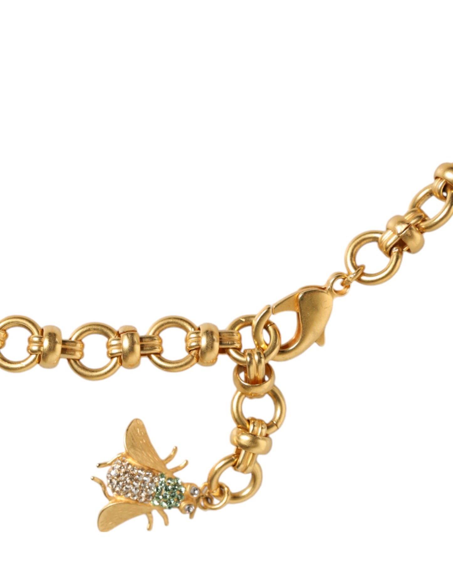Collier Dolce & Gabbana avec pendentif en forme d'insecte en cristal et laiton doré