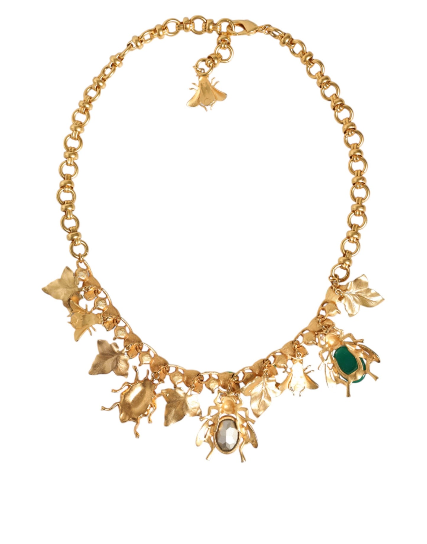 Collier Dolce & Gabbana avec pendentif en forme d'insecte en cristal et laiton doré