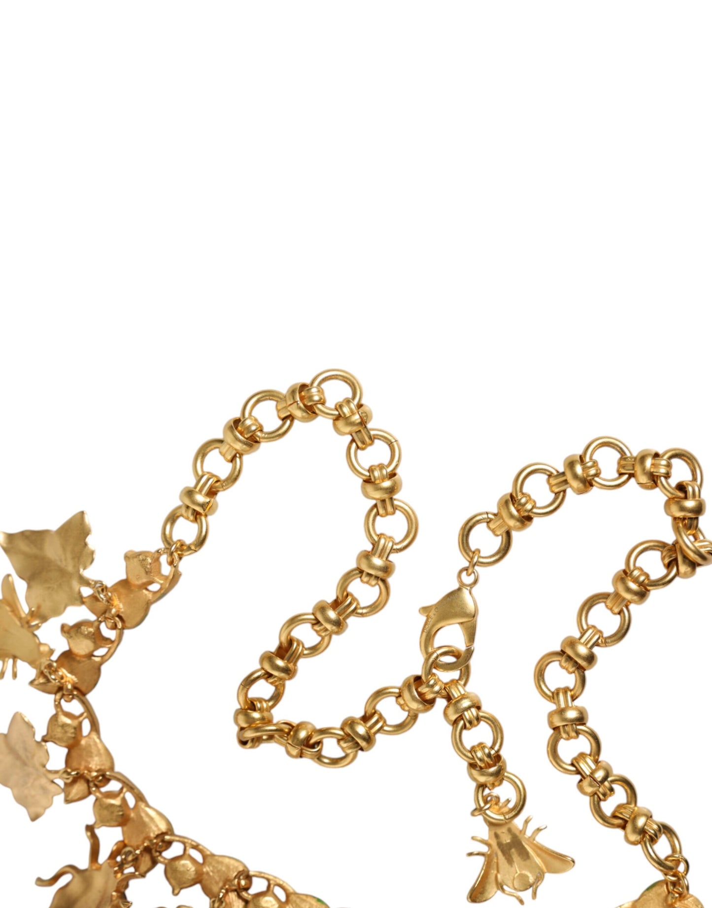 Collier Dolce & Gabbana avec pendentif en forme d'insecte en cristal et laiton doré