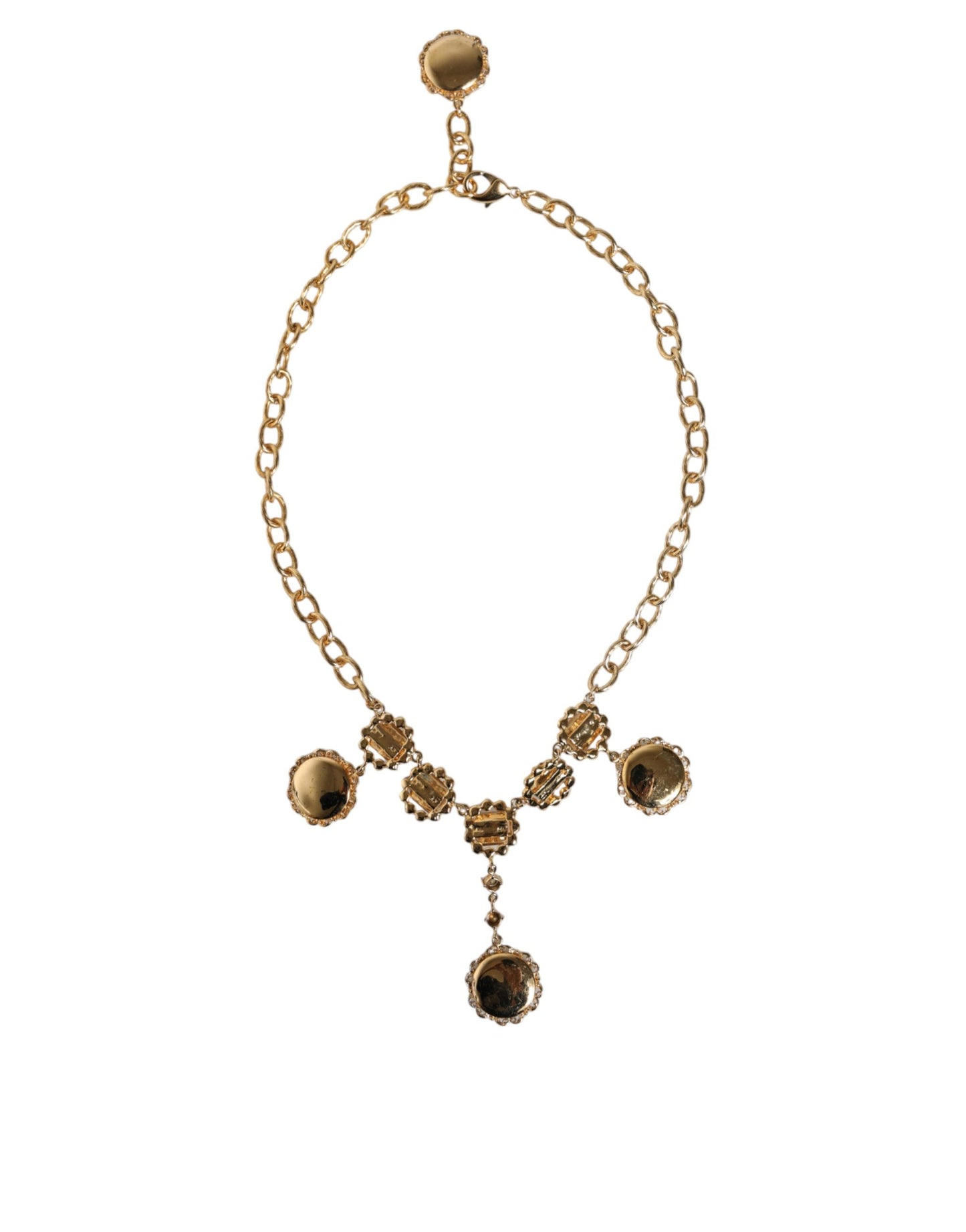 Collier Dolce & Gabbana avec chaîne en or, horloge en laiton et cristal