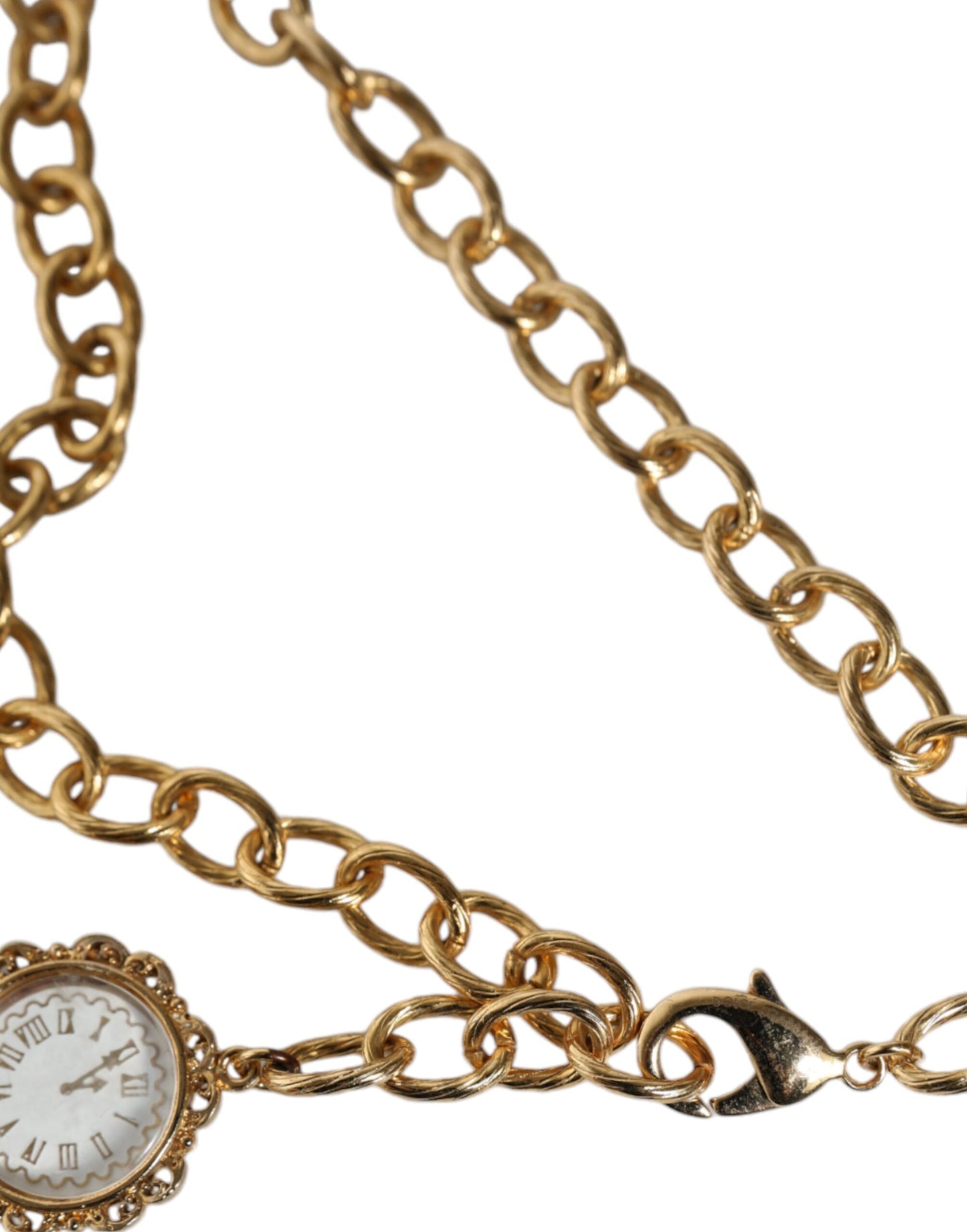 Collier Dolce & Gabbana avec chaîne en or, horloge en laiton et cristal
