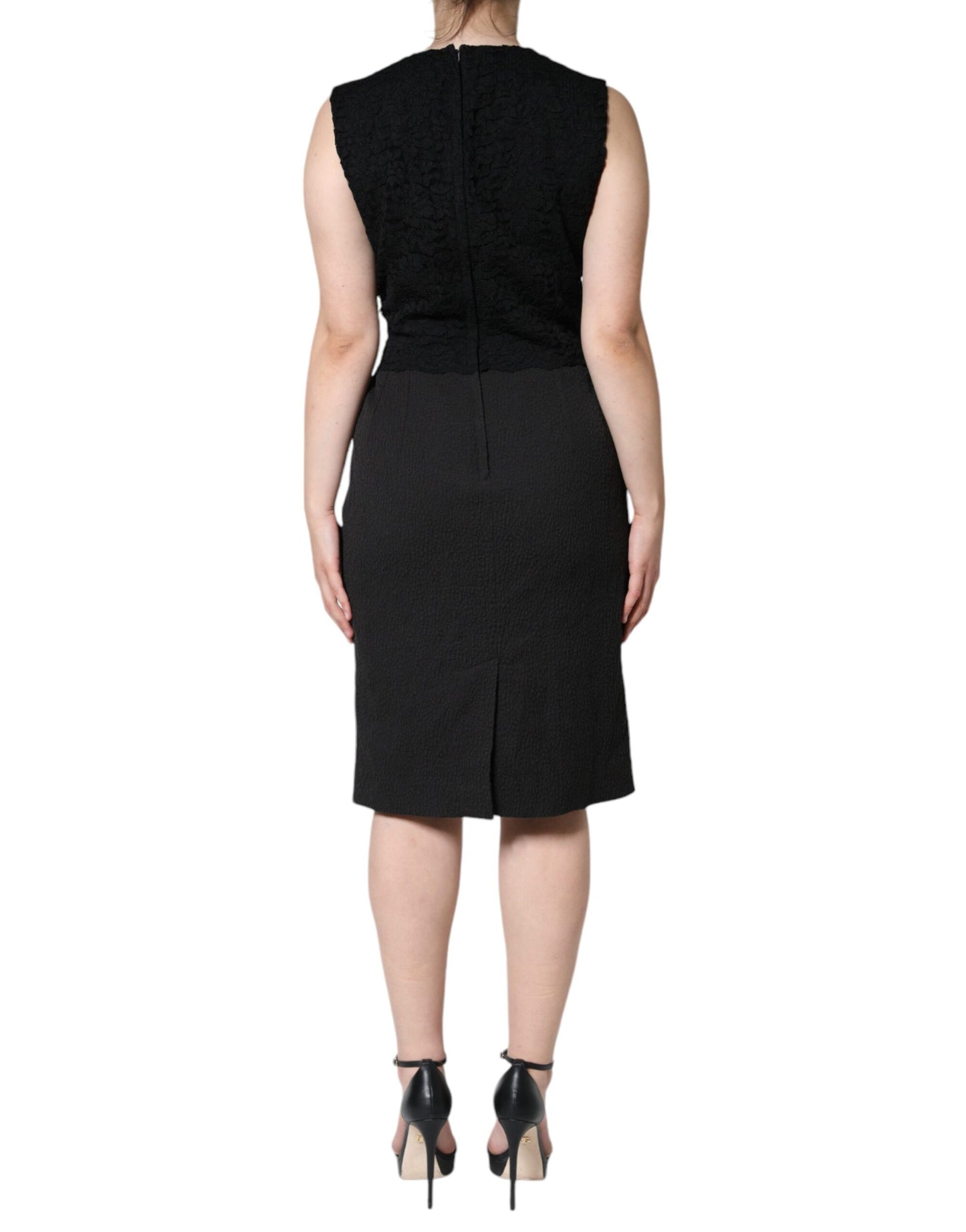 Robe fourreau en coton noir Dolce & Gabbana longueur genou