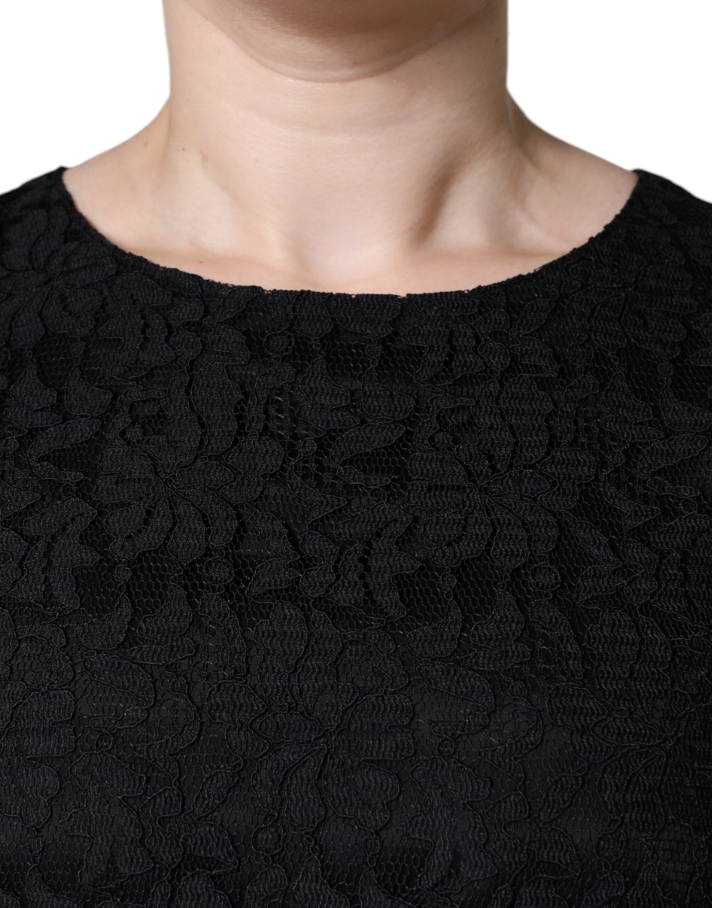Mini-robe fourreau sans manches en dentelle florale noire Dolce & Gabbana