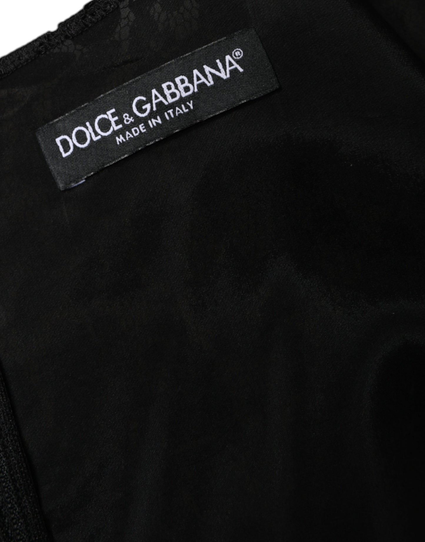 Mini-robe fourreau sans manches en dentelle florale noire Dolce & Gabbana