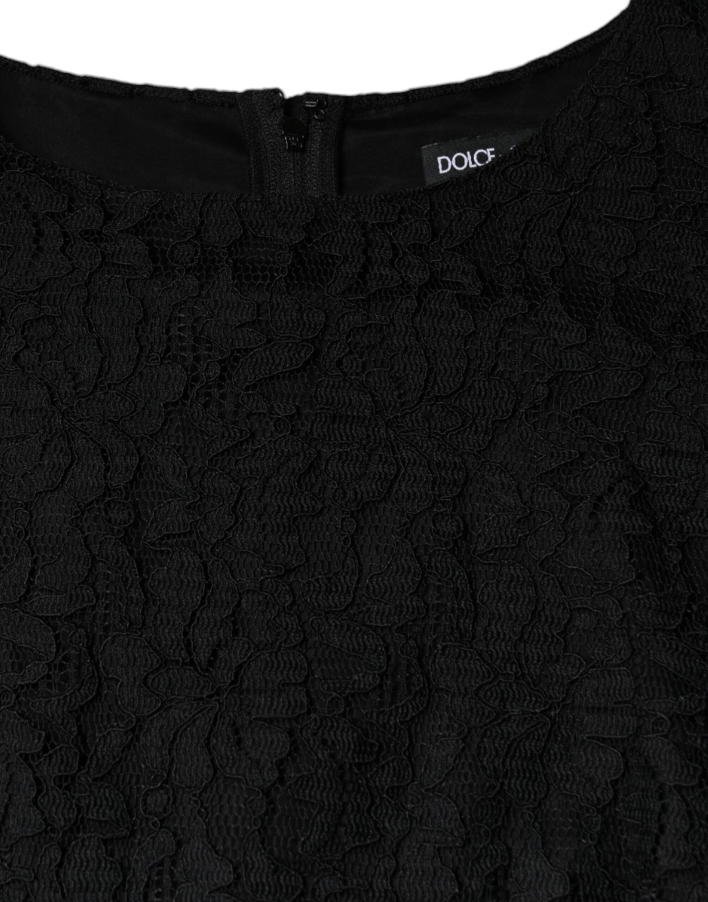 Mini-robe fourreau sans manches en dentelle florale noire Dolce & Gabbana