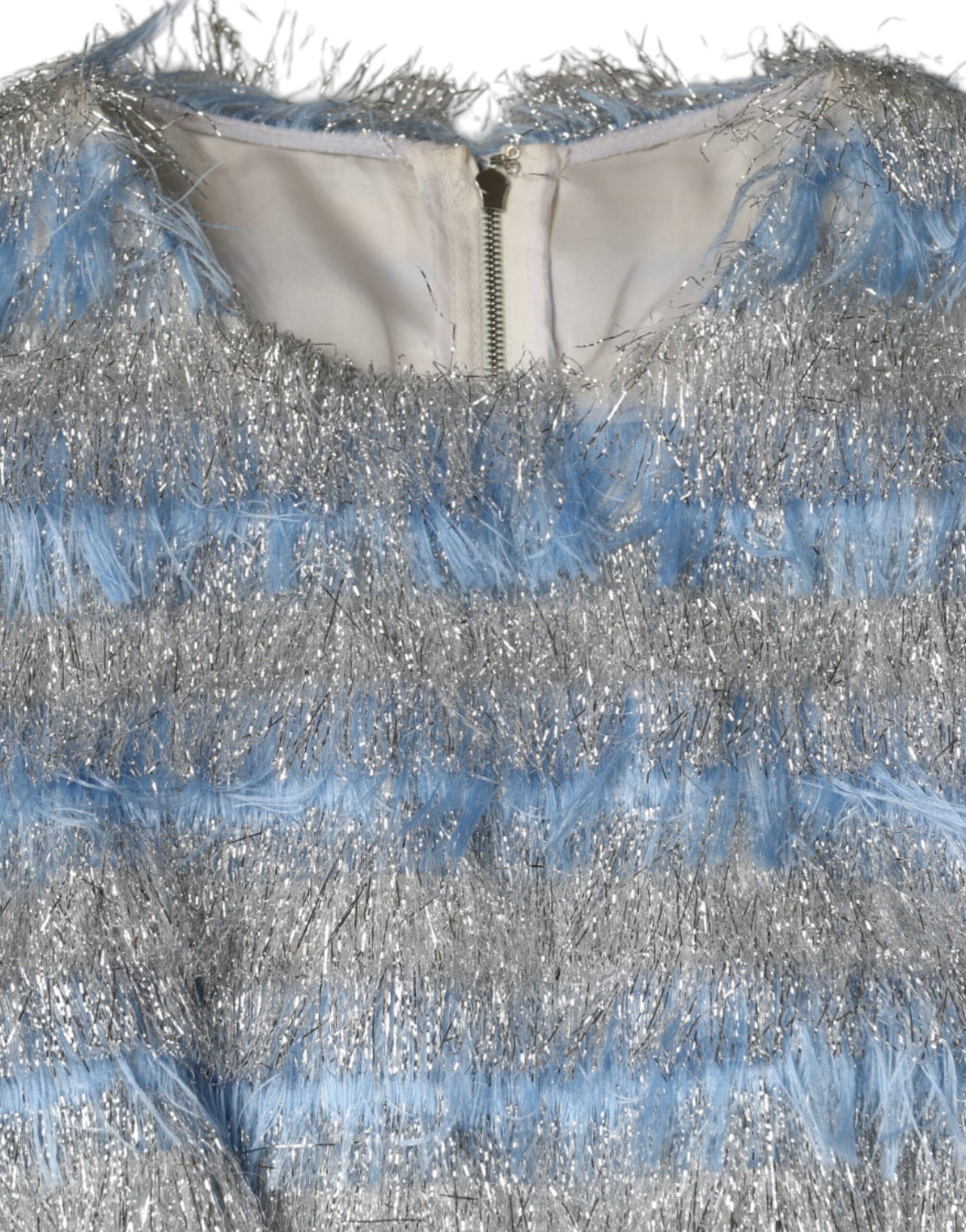Robe mi-longue trapèze en jacquard bleu clair argenté Dolce & Gabbana
