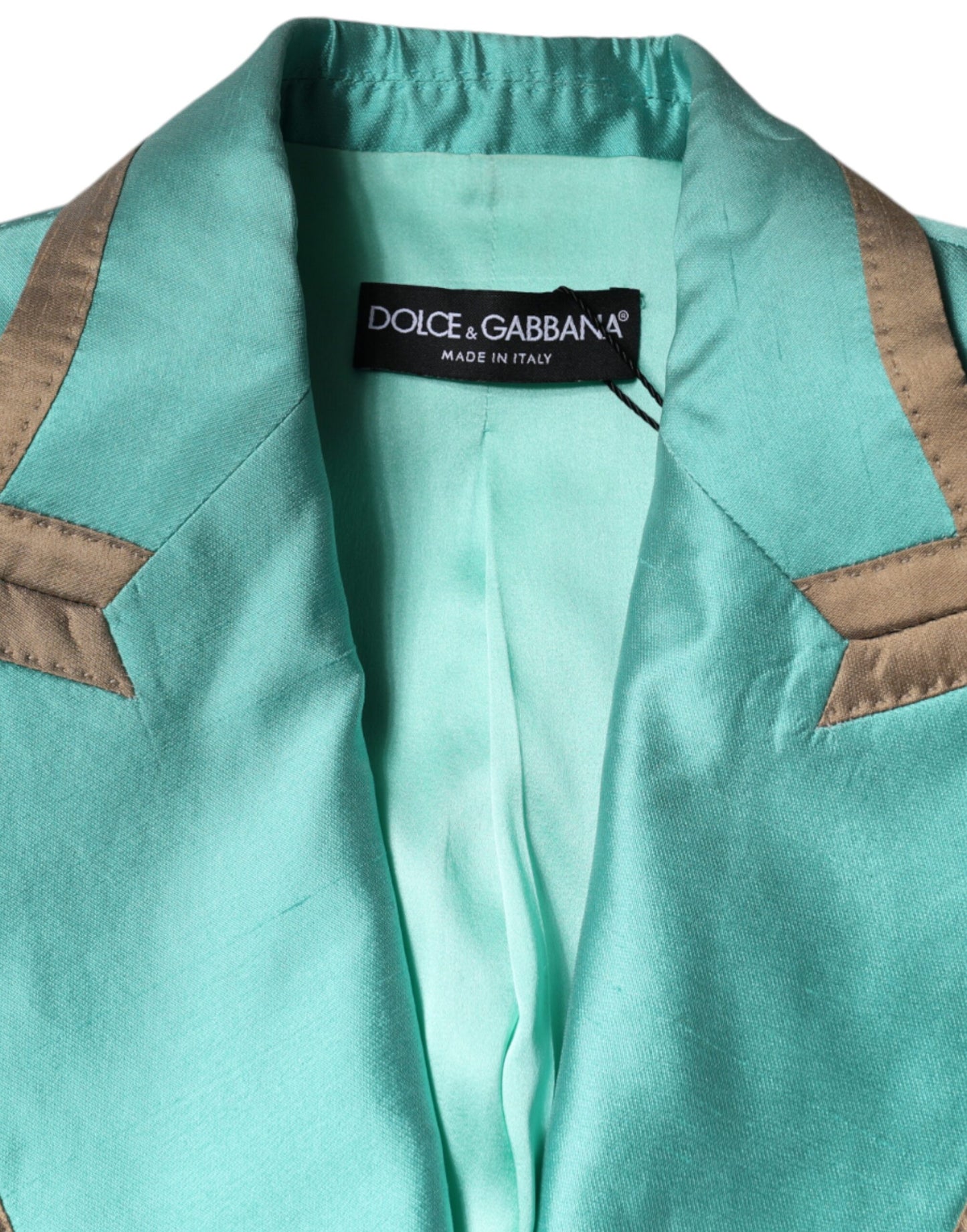 Veste blazer à simple boutonnage vert métallisé Dolce & Gabbana