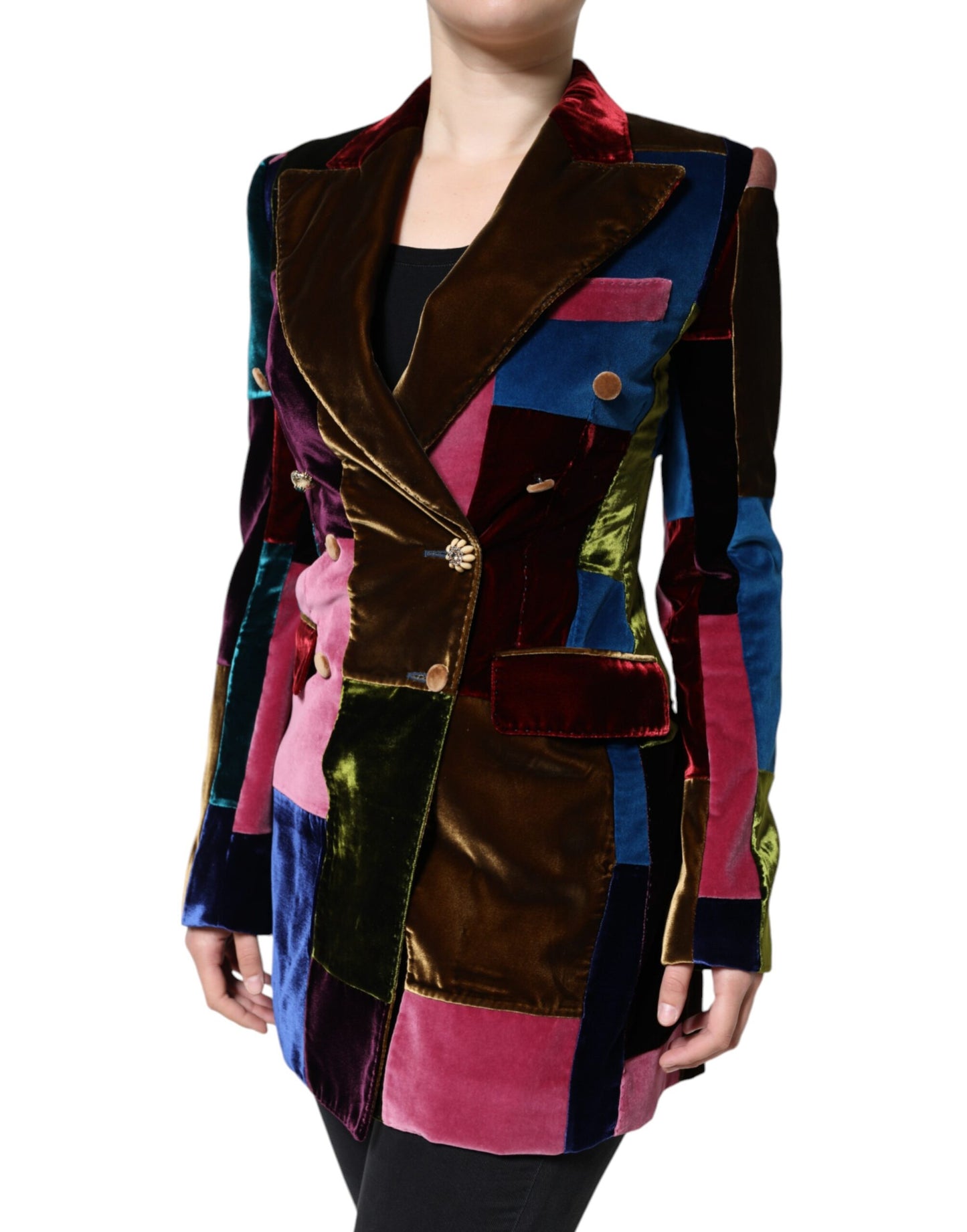 Veste blazer patchwork croisée multicolore Dolce & Gabbana