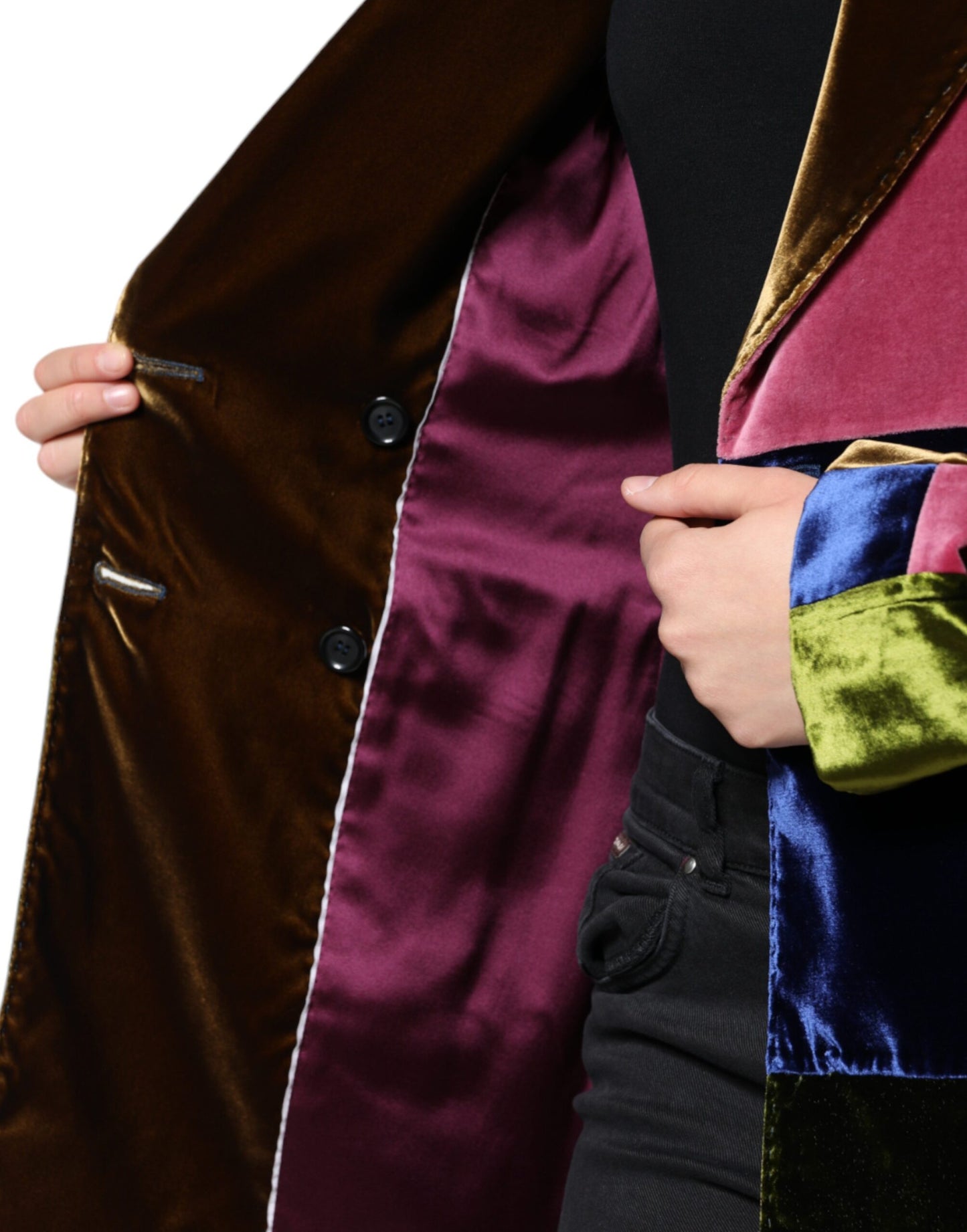Veste blazer patchwork croisée multicolore Dolce & Gabbana