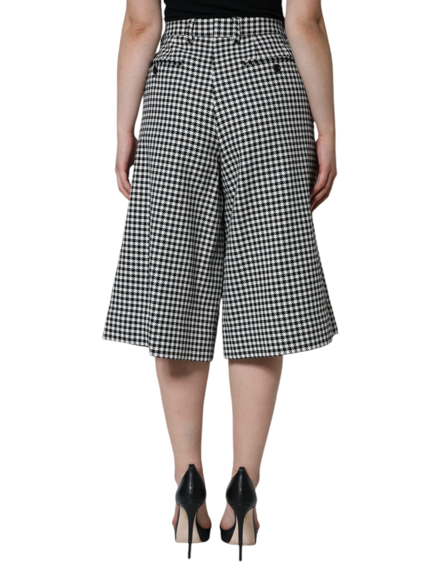 Pantalon large court à motif pied-de-poule noir et blanc Dolce & Gabbana