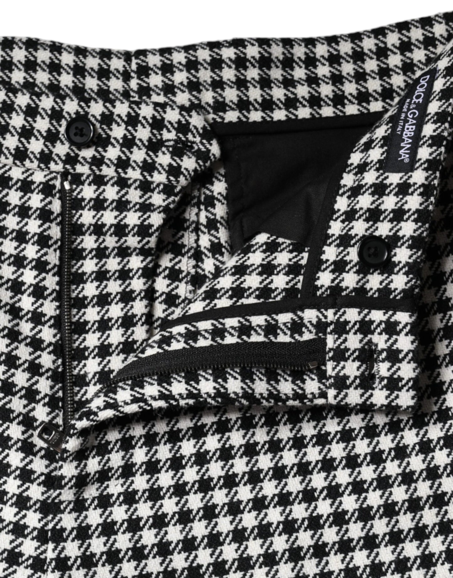 Pantalon large court à motif pied-de-poule noir et blanc Dolce & Gabbana