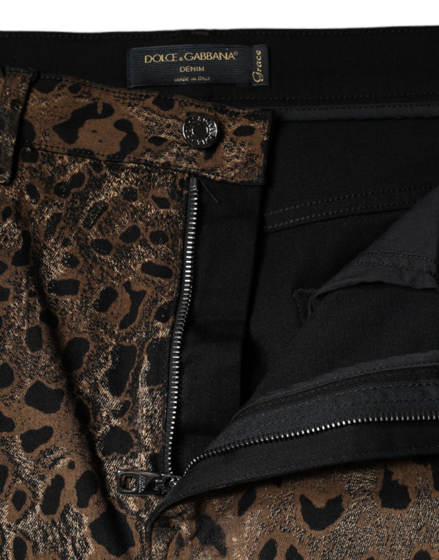 Jean skinny en coton léopard marron Dolce & Gabbana