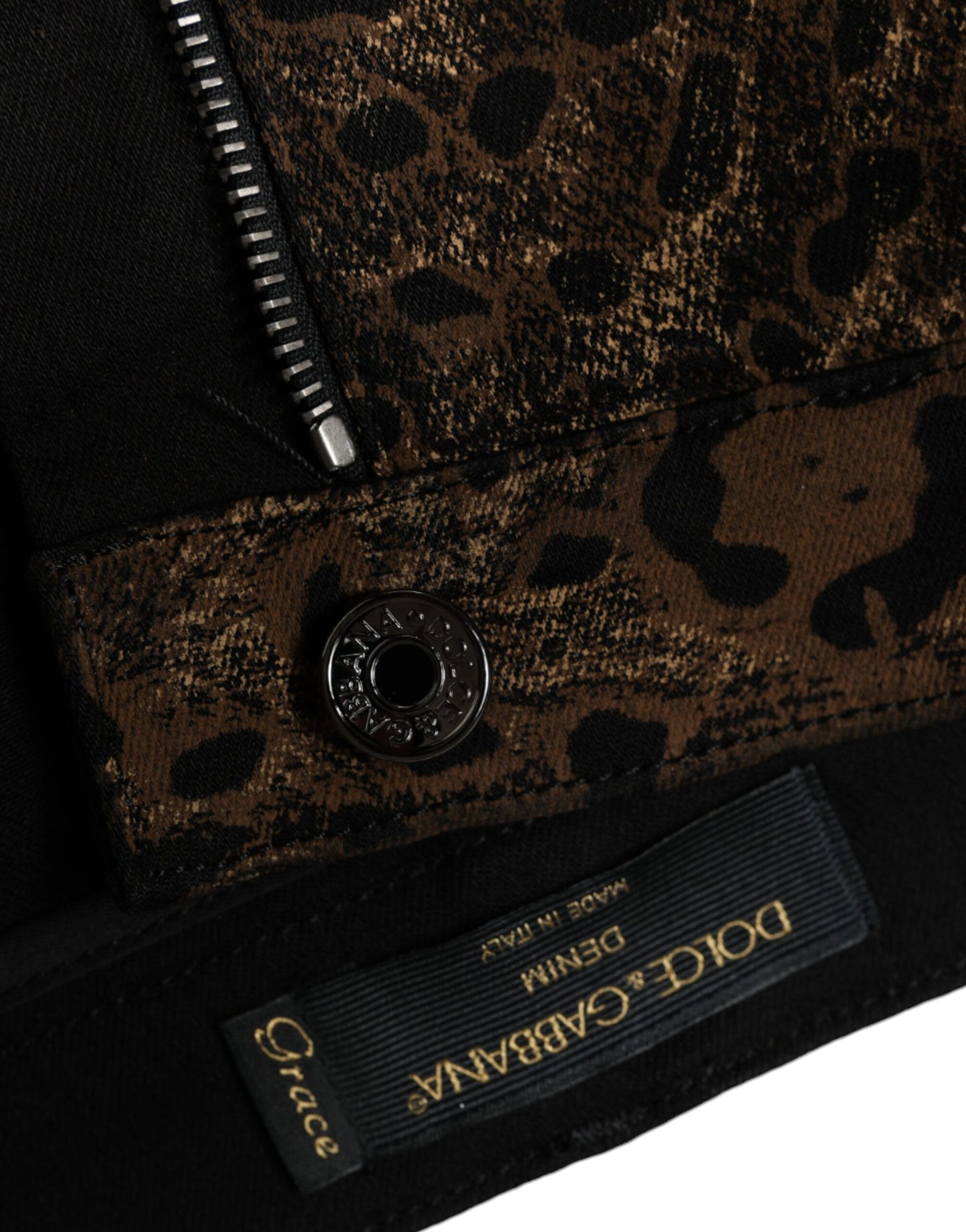 Jean skinny en coton léopard marron Dolce & Gabbana