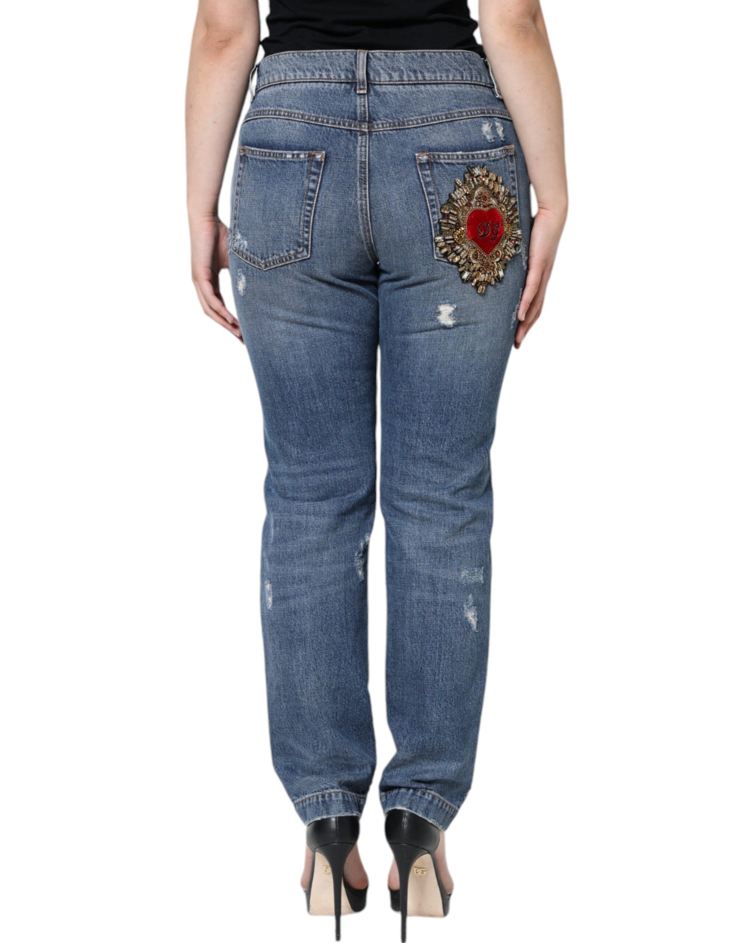 Dolce & Gabbana – Zerfetzte Boyfriend-Jeans aus blauer Baumwolle