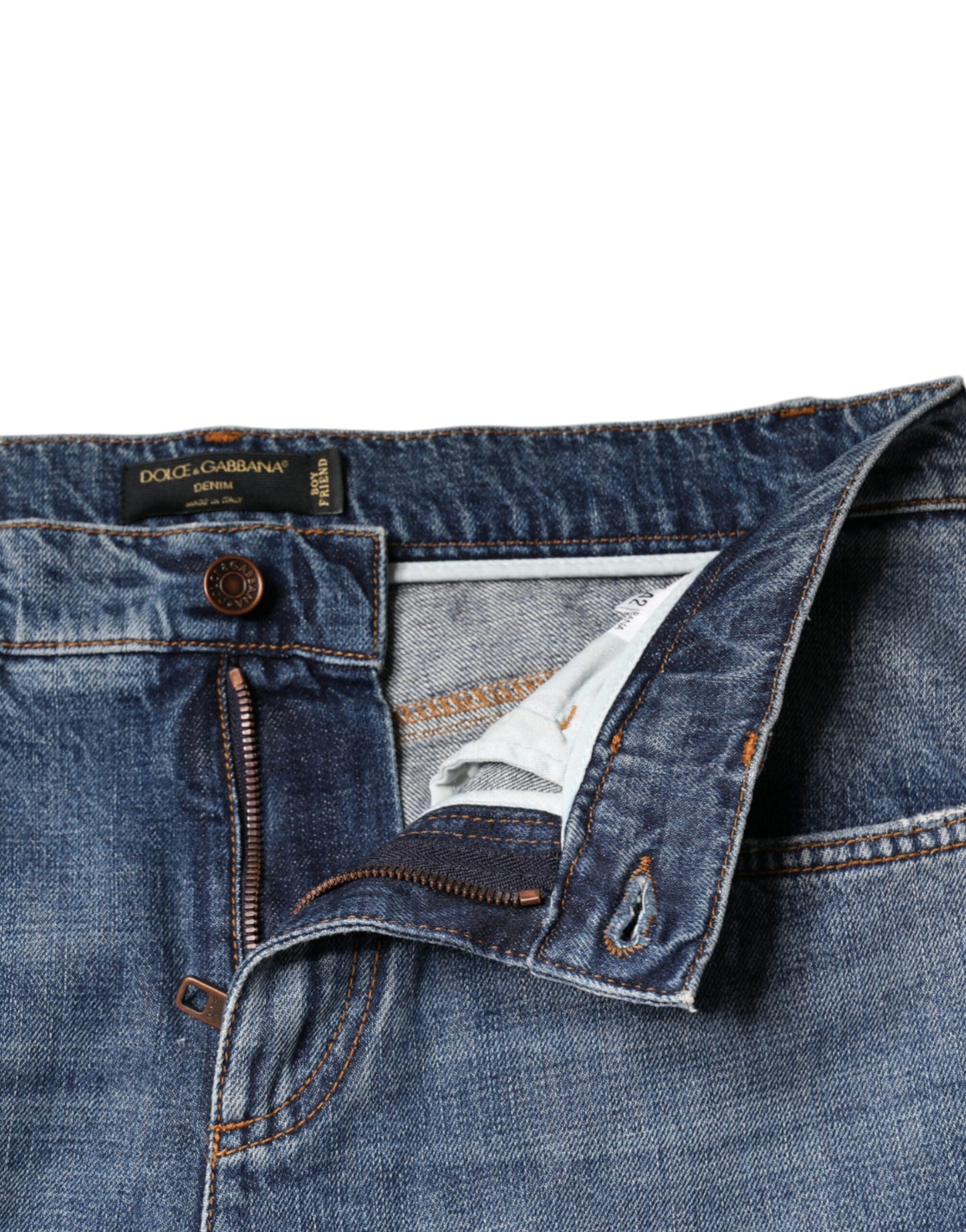 Dolce & Gabbana – Zerfetzte Boyfriend-Jeans aus blauer Baumwolle