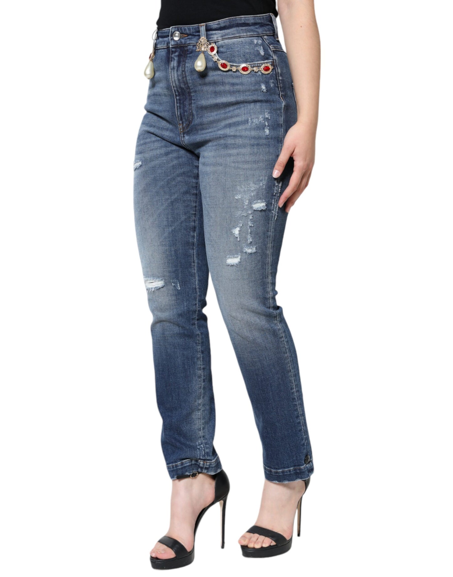 Jean skinny en coton bleu foncé Dolce & Gabbana