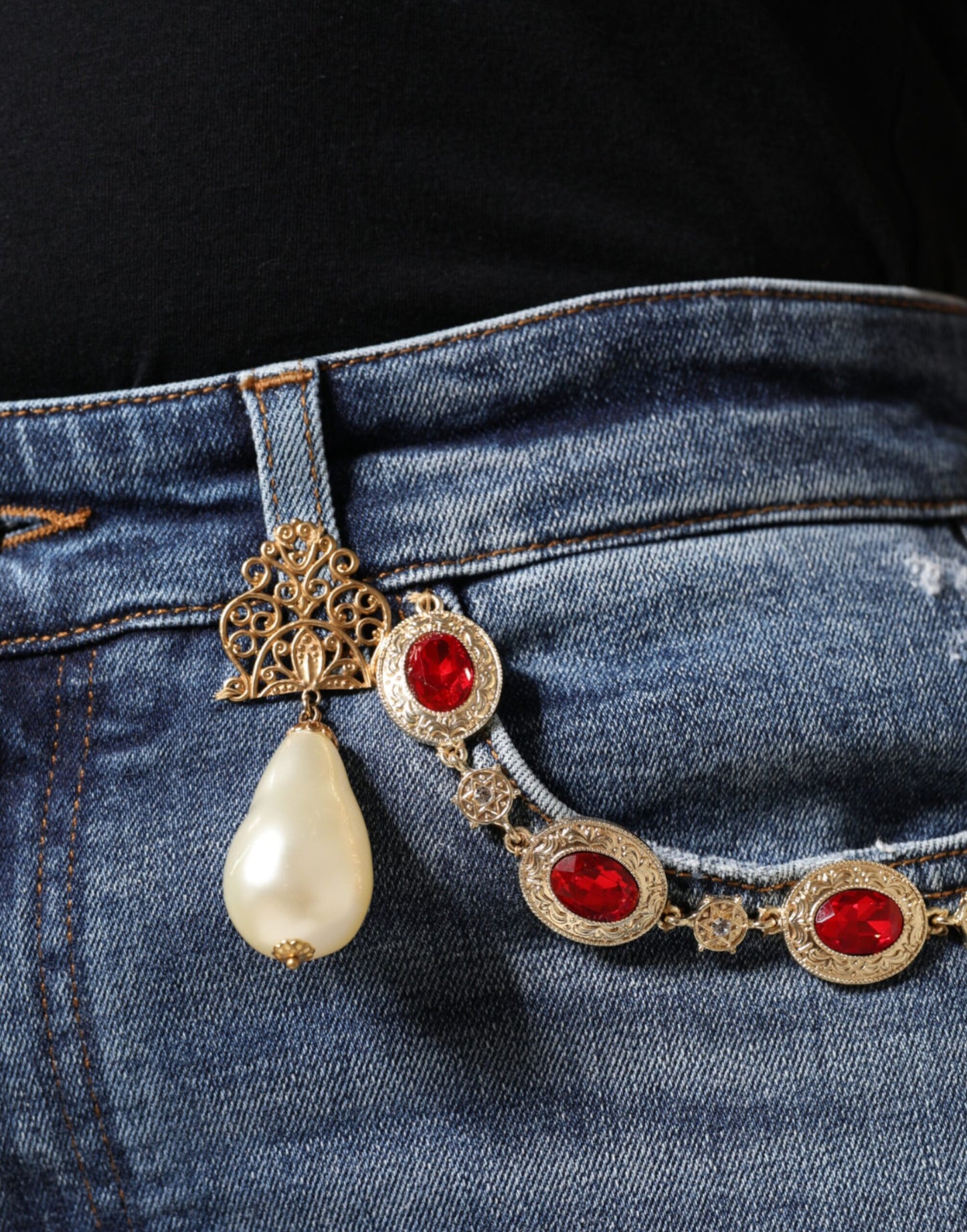 Jean skinny en coton bleu foncé Dolce & Gabbana