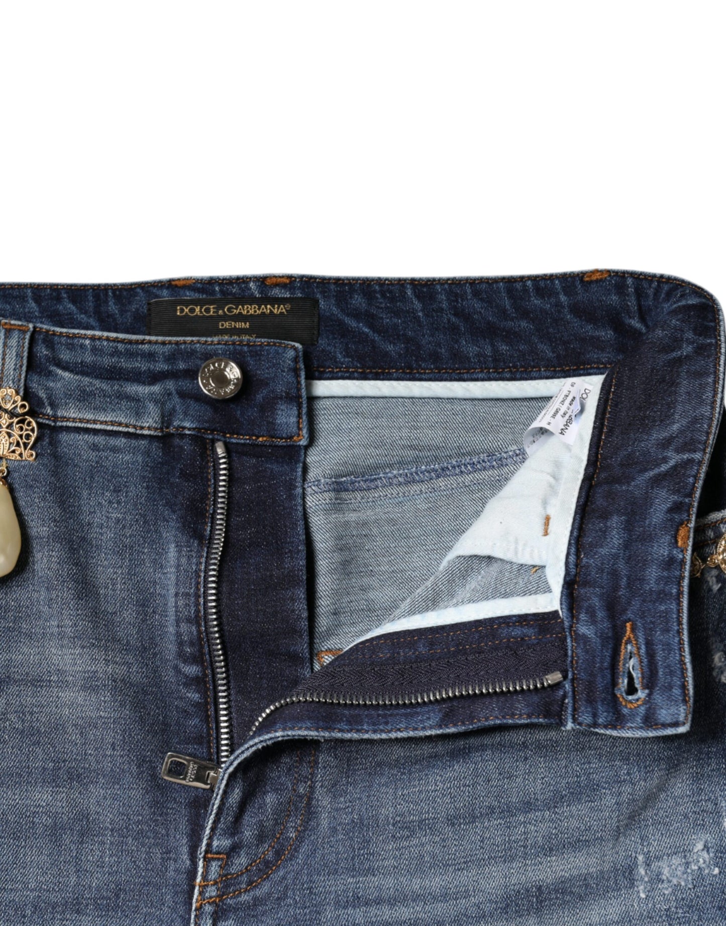 Jean skinny en coton bleu foncé Dolce & Gabbana