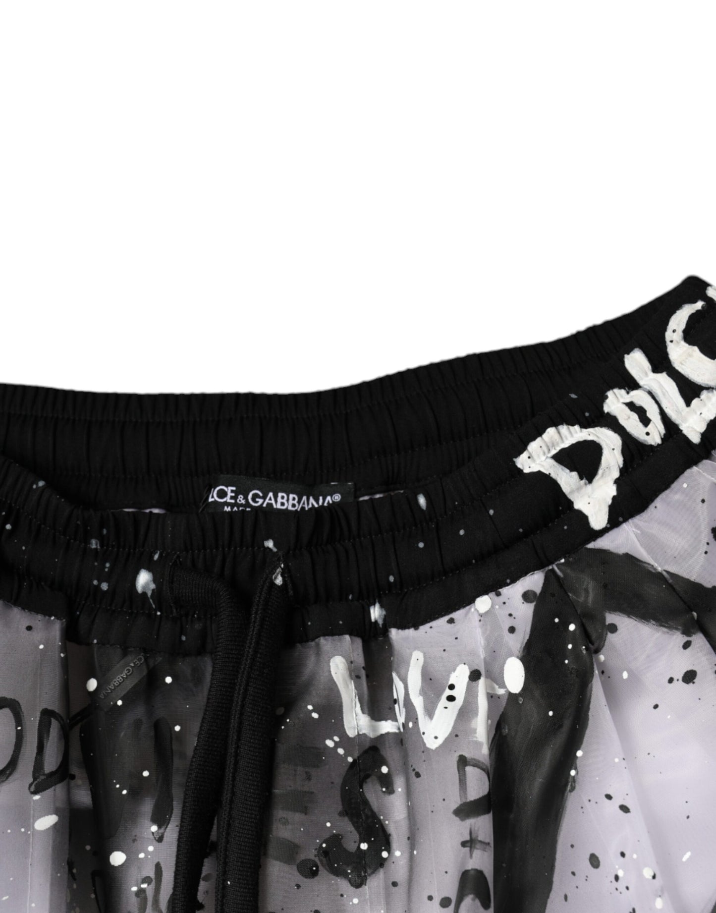 Dolce & Gabbana – Weiße, durchsichtige Cargohose mit kurzem Logo