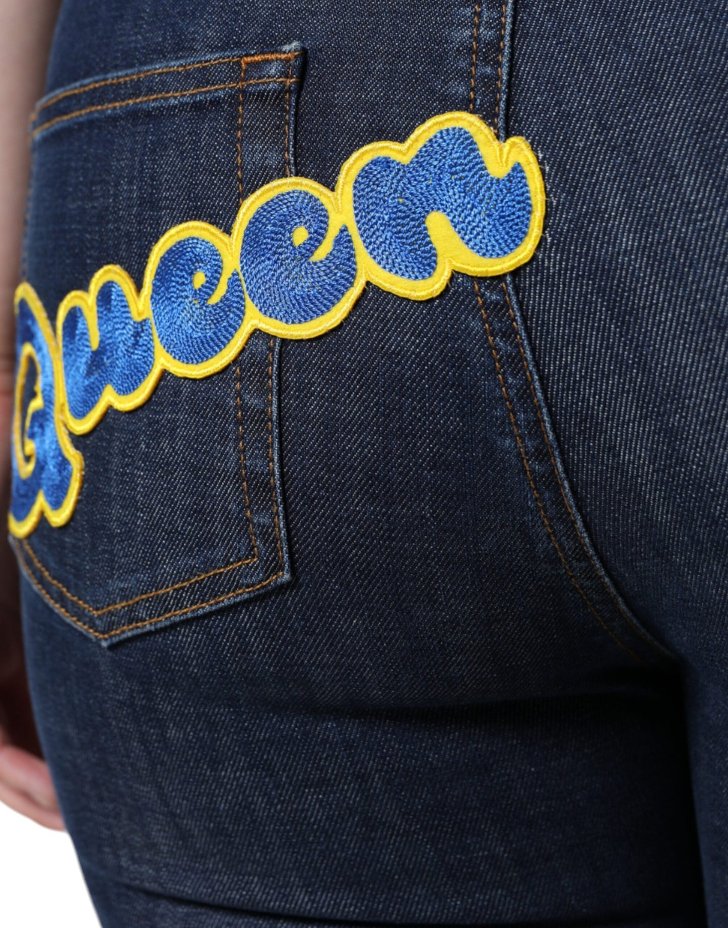 Jean skinny en coton bleu foncé QUEEN de Dolce & Gabbana