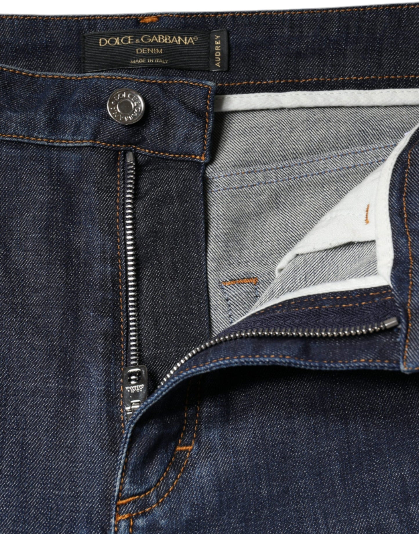 Jean skinny en coton bleu foncé QUEEN de Dolce & Gabbana