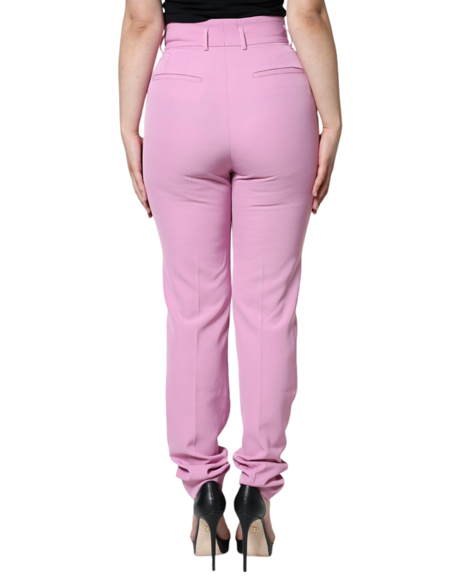 Dolce & Gabbana – Hohe Taillen-Hosen aus Polyester in Rosa für Damen