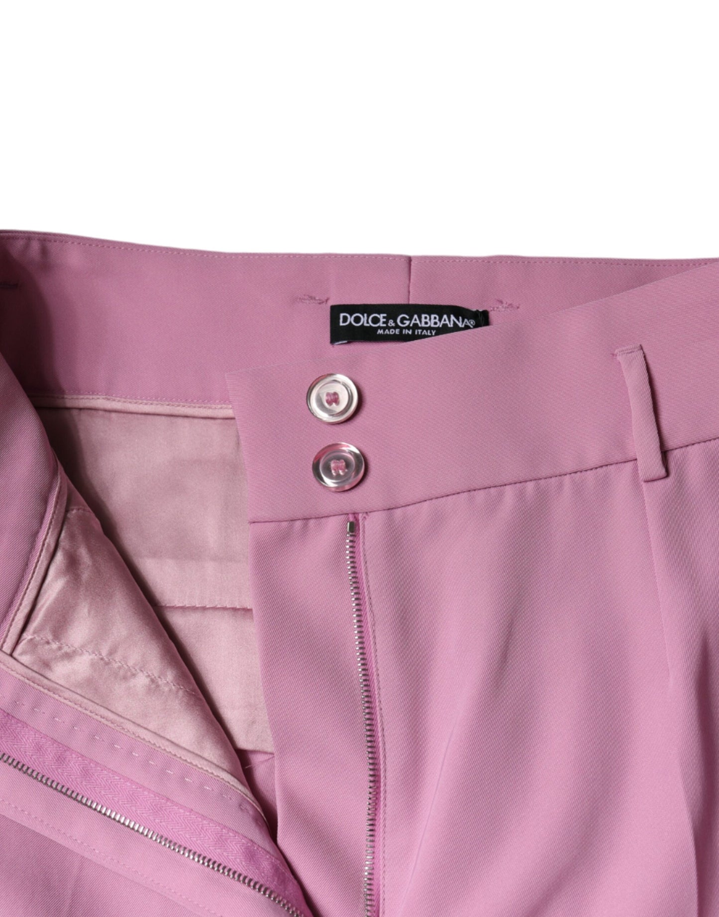 Dolce & Gabbana – Hohe Taillen-Hosen aus Polyester in Rosa für Damen