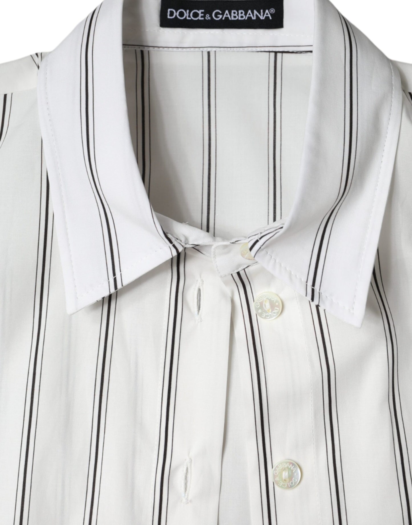 Dolce & Gabbana – Weißes Poloshirt mit gestreiftem Kragen und kurzen Ärmeln