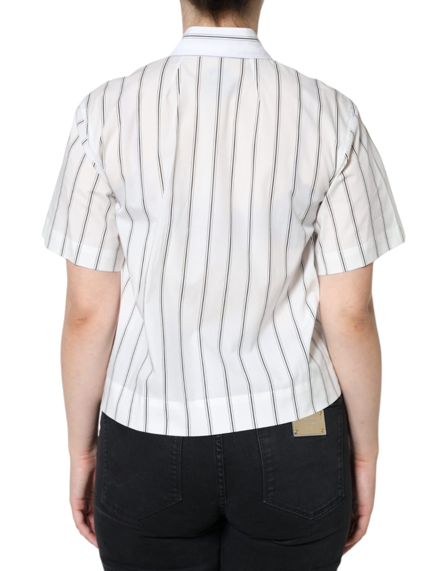 Dolce & Gabbana – Weißes Poloshirt mit gestreiftem Kragen und kurzen Ärmeln