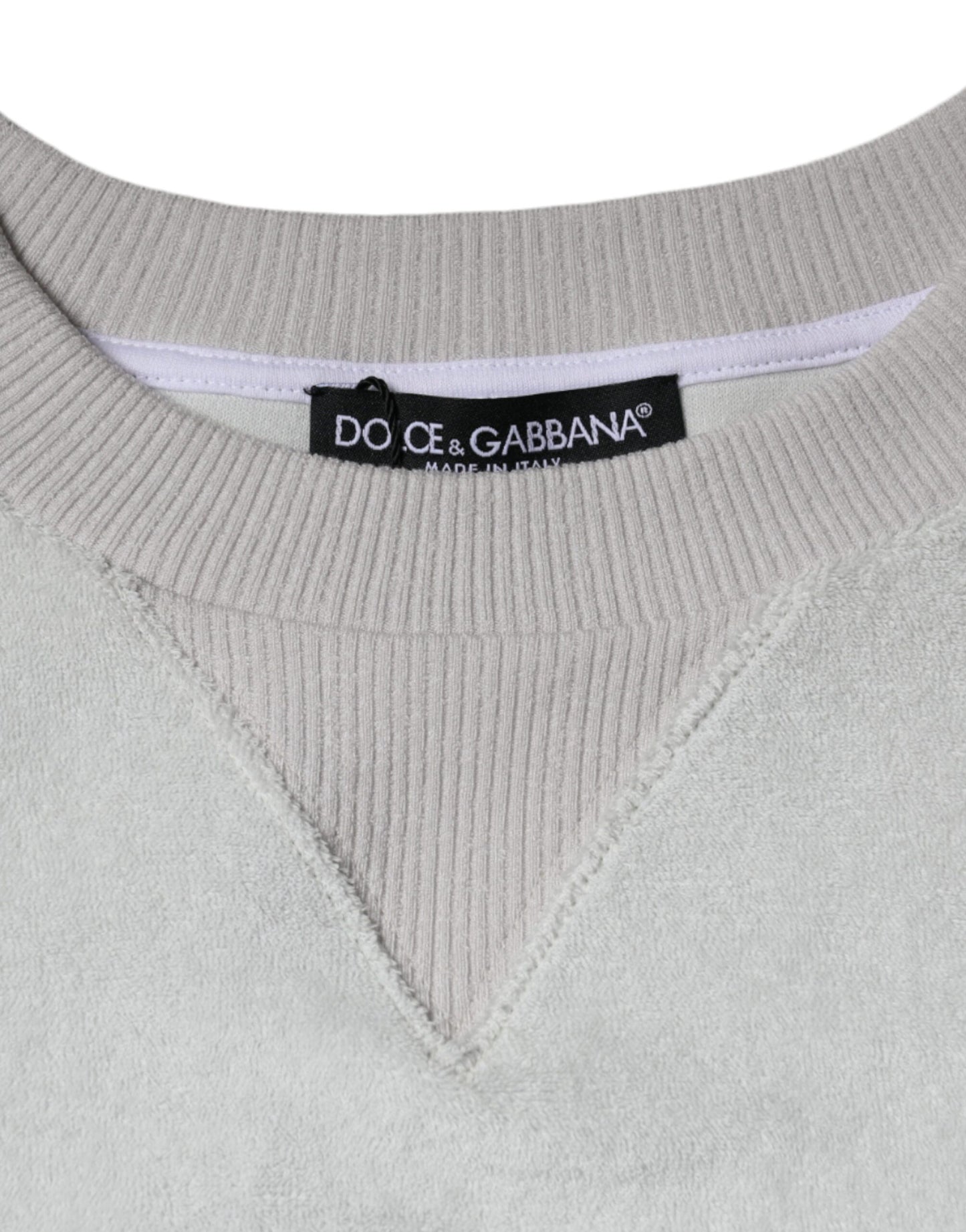 Dolce & Gabbana – Weißer Pullover mit Rundhalsausschnitt aus Nylon-Stretch