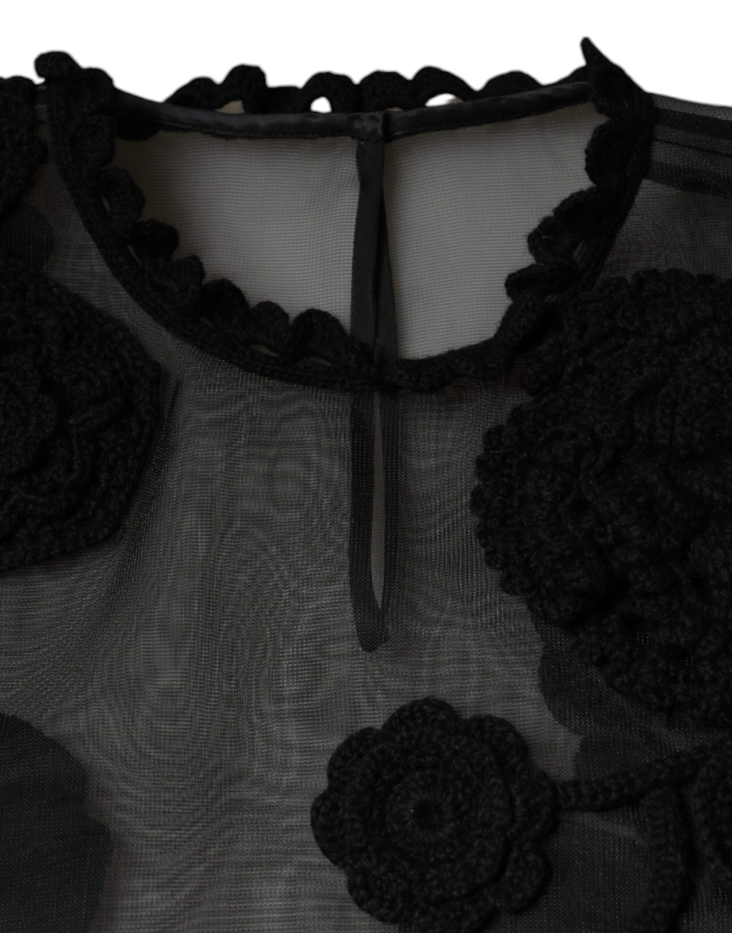 Chemisier fleuri transparent en maille de nylon noir Dolce & Gabbana