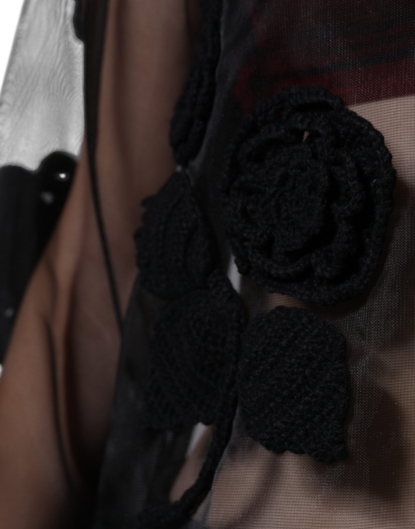 Chemisier fleuri transparent en maille de nylon noir Dolce & Gabbana