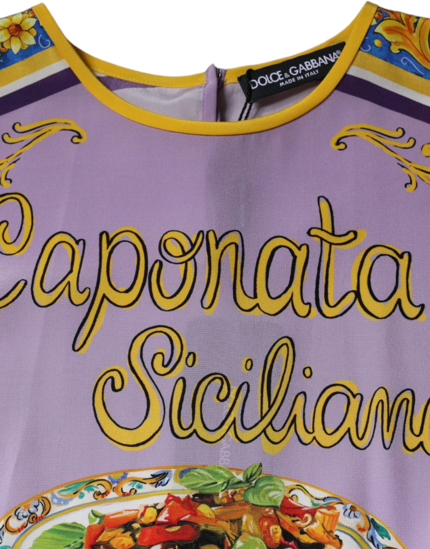 Dolce & Gabbana Débardeur imprimé Caponata Siciliana en soie violette