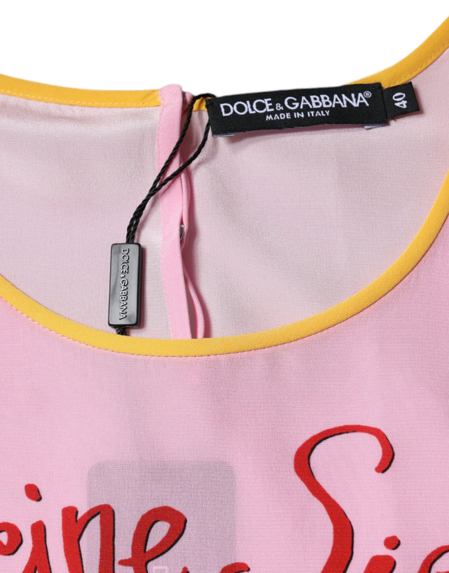 Haut à manches courtes en soie rose à imprimé Araneine Siciliana de Dolce & Gabbana