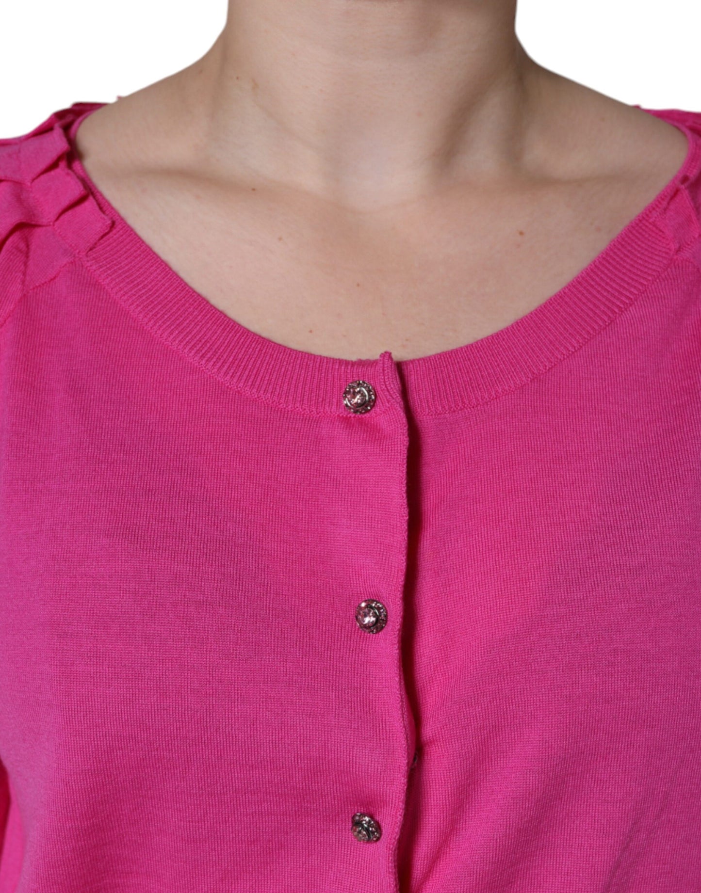 Chemisier boutonné à manches courtes en laine rose Dolce & Gabbana